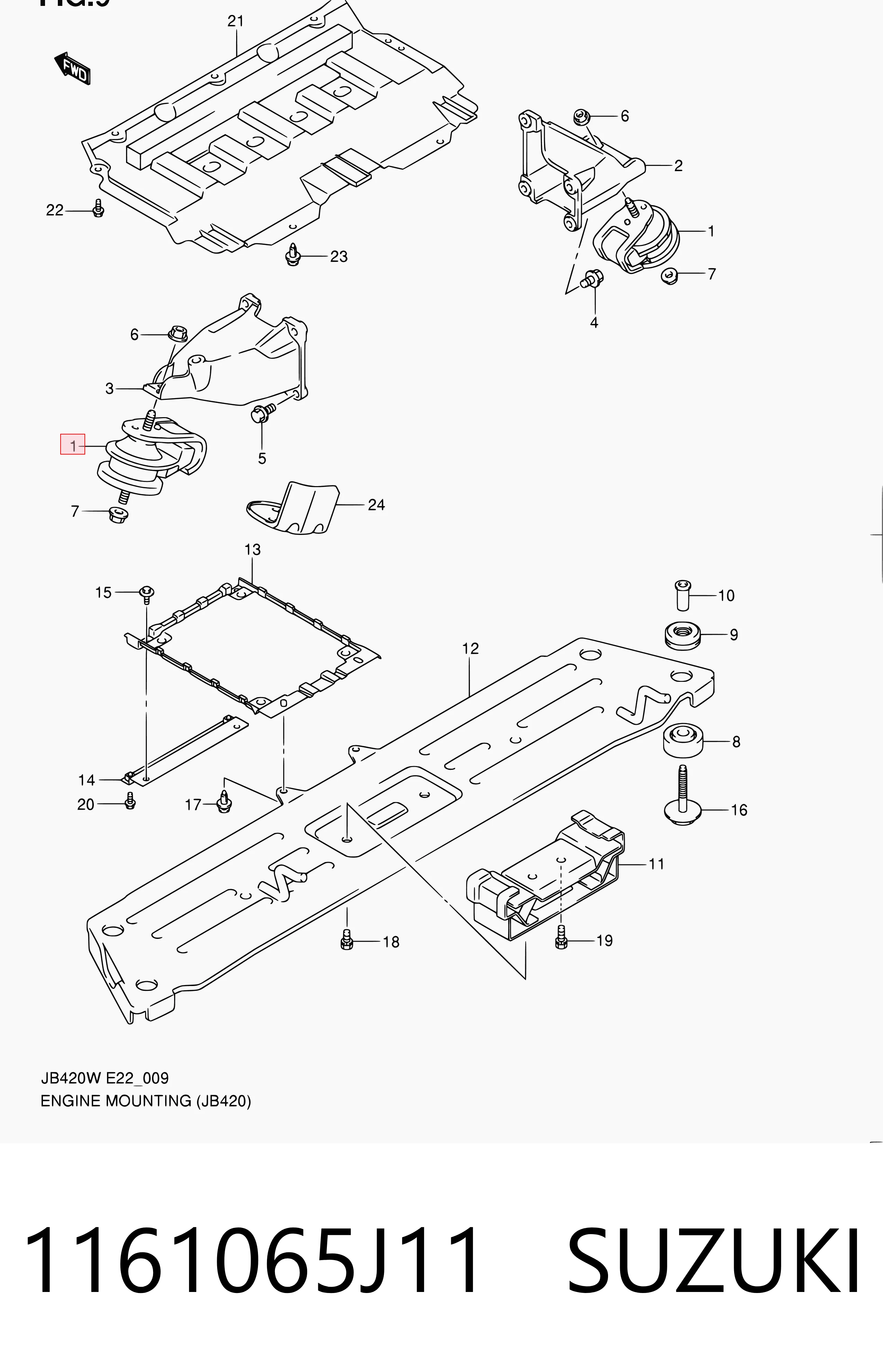 Soporte del motor izquierdo/derecho 1161065J11 SUZUKI