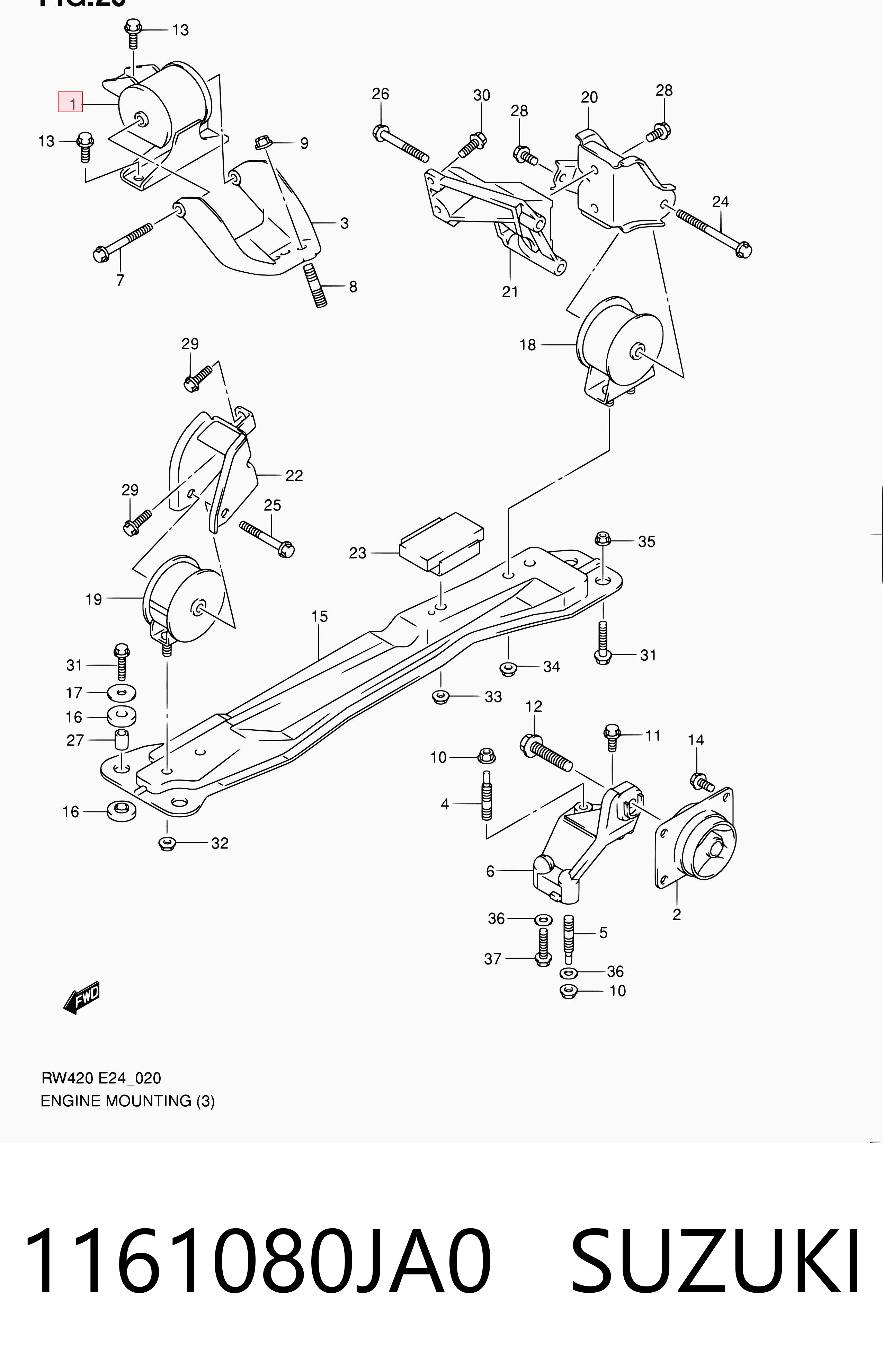 1161080JA0 Suzuki Soporte de motor derecho
