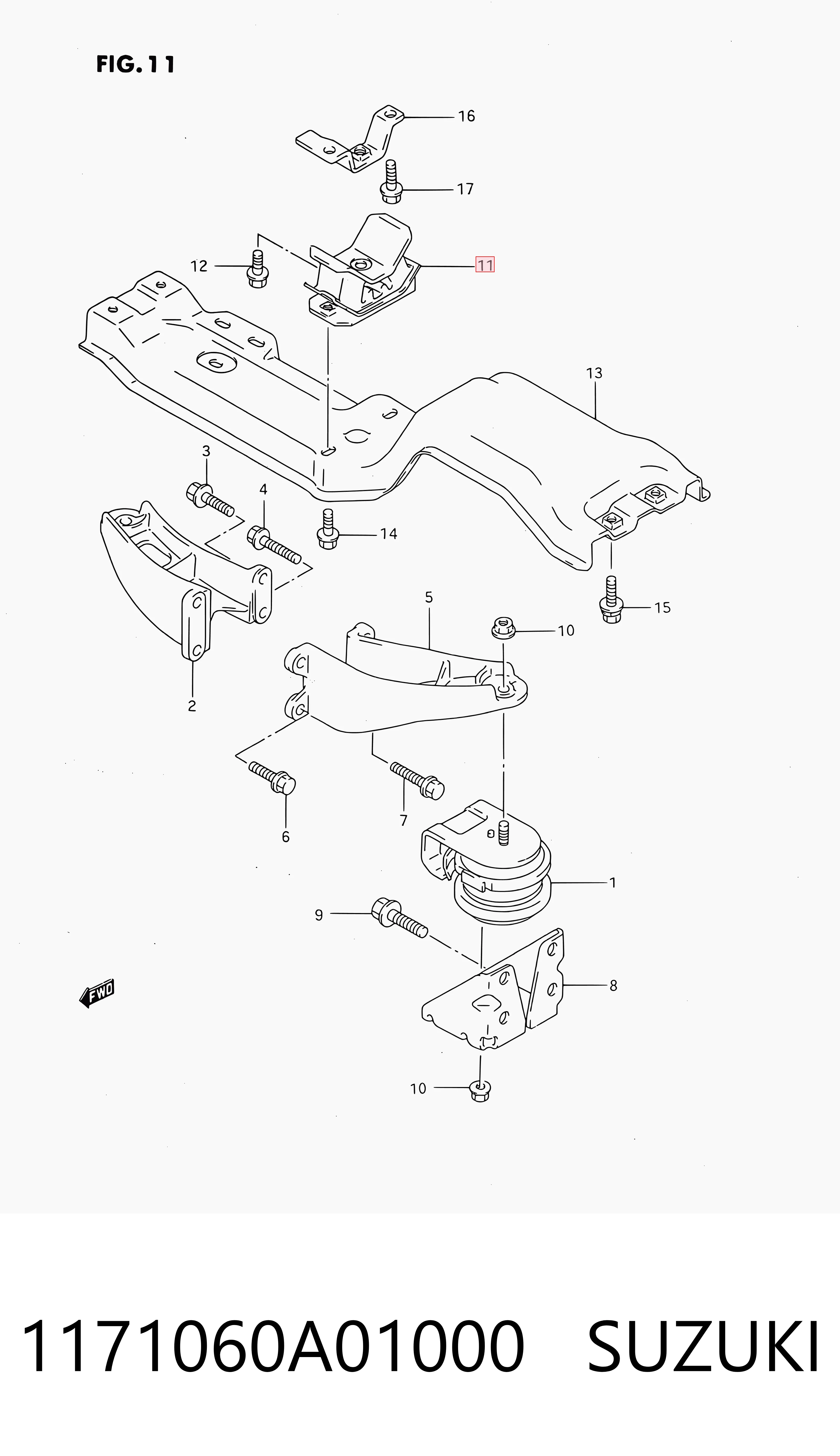 1171060A01000 Suzuki Taco de motor
