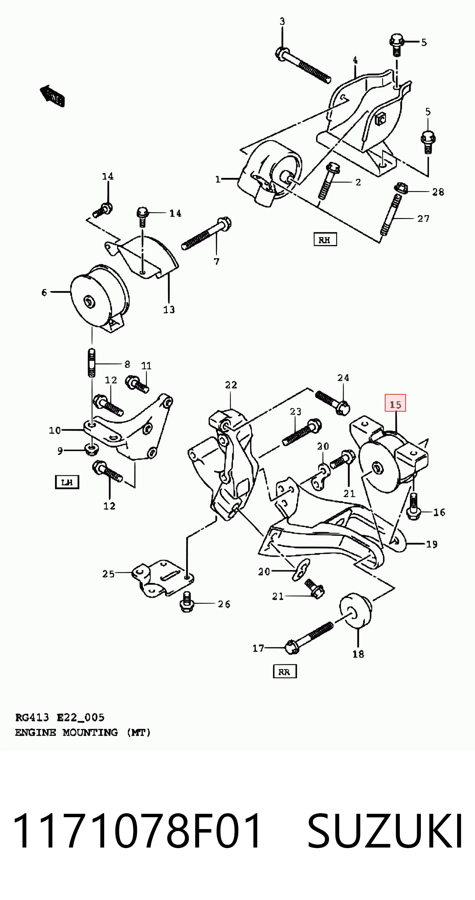 Soporte de motor trasero para Suzuki Ignis FH