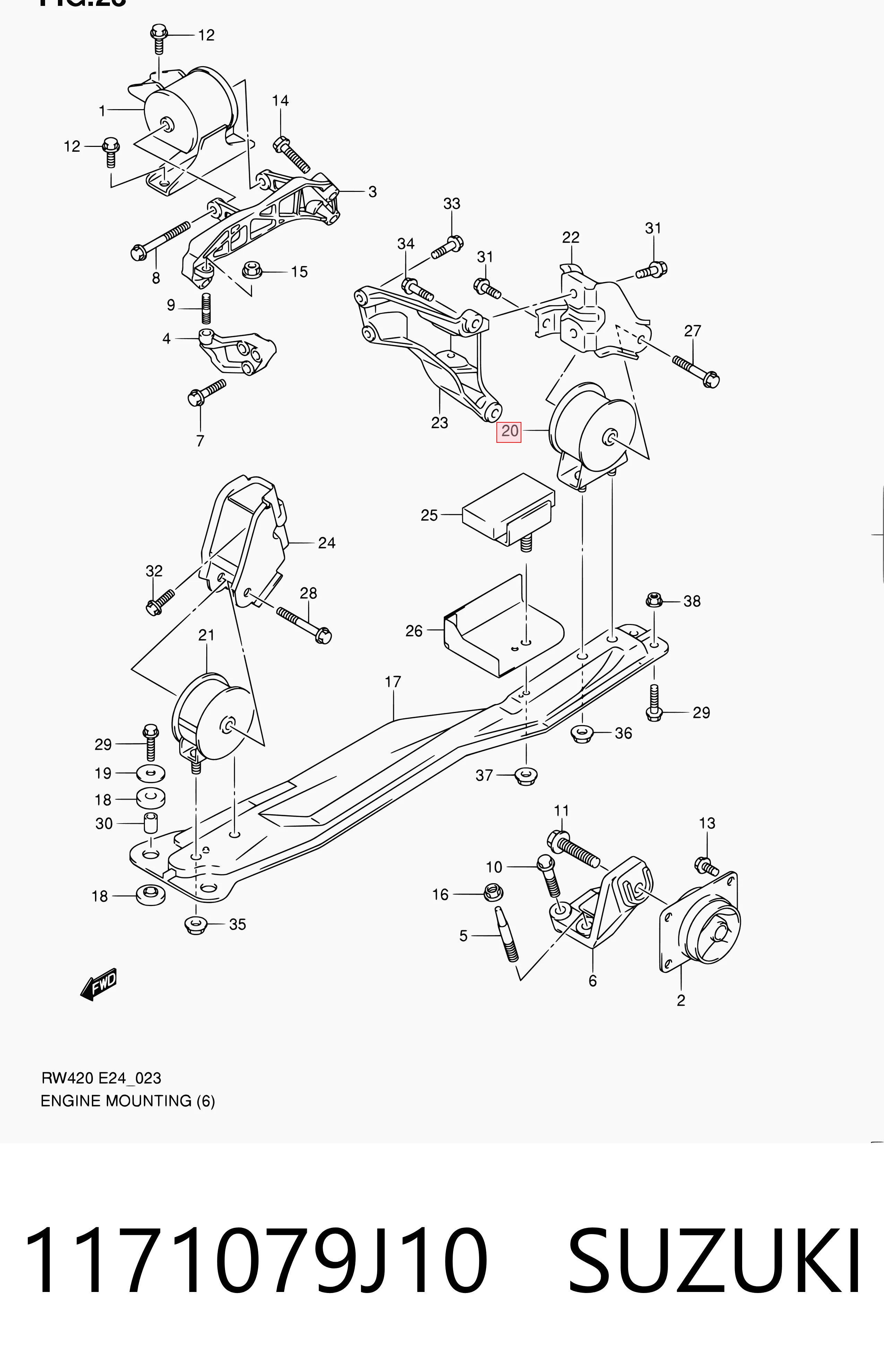 1171079J10 Suzuki Taco de motor