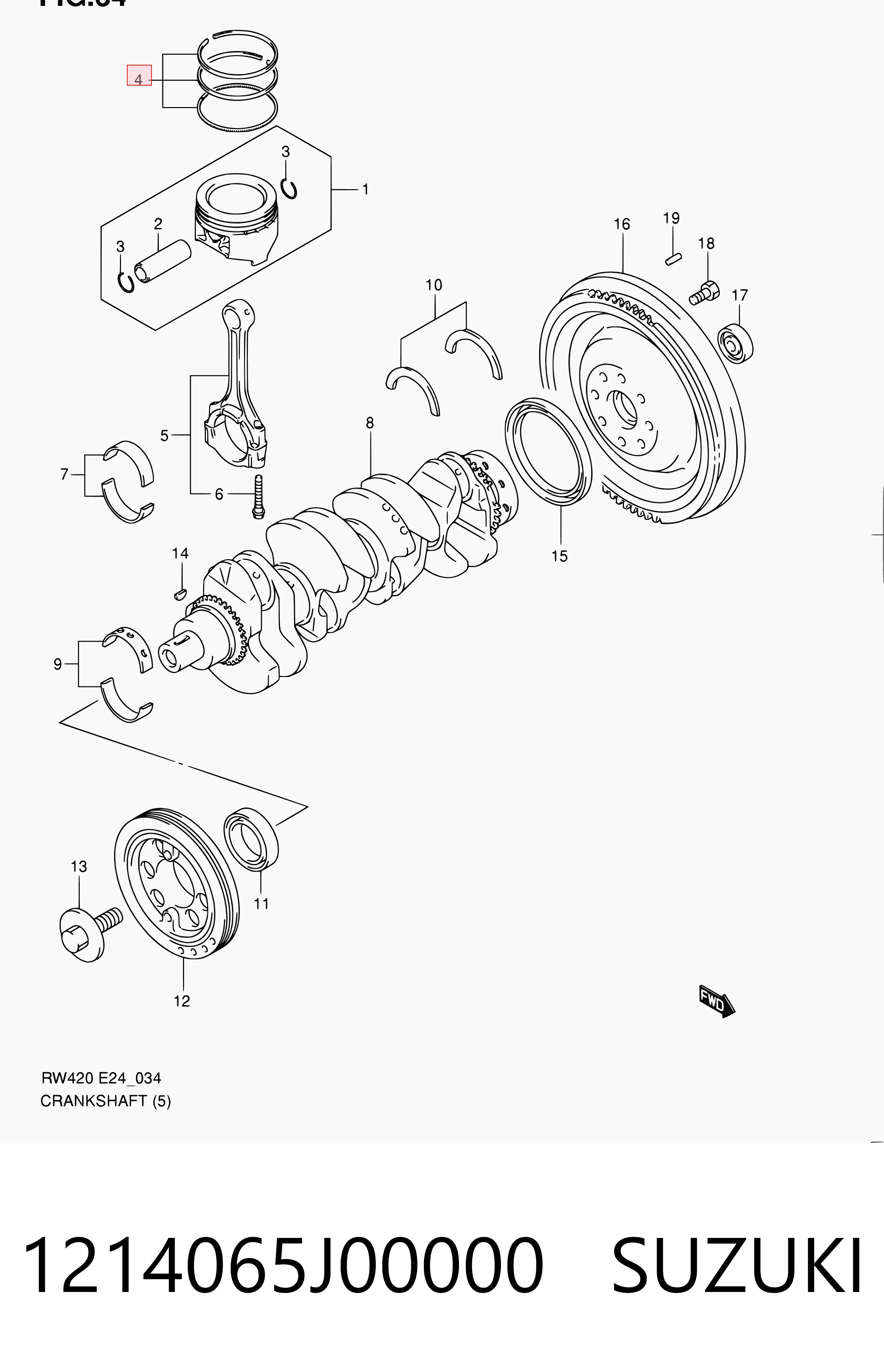 Juego de anillos de pistón para 1 cilindro, STD 1214065J00000 SUZUKI