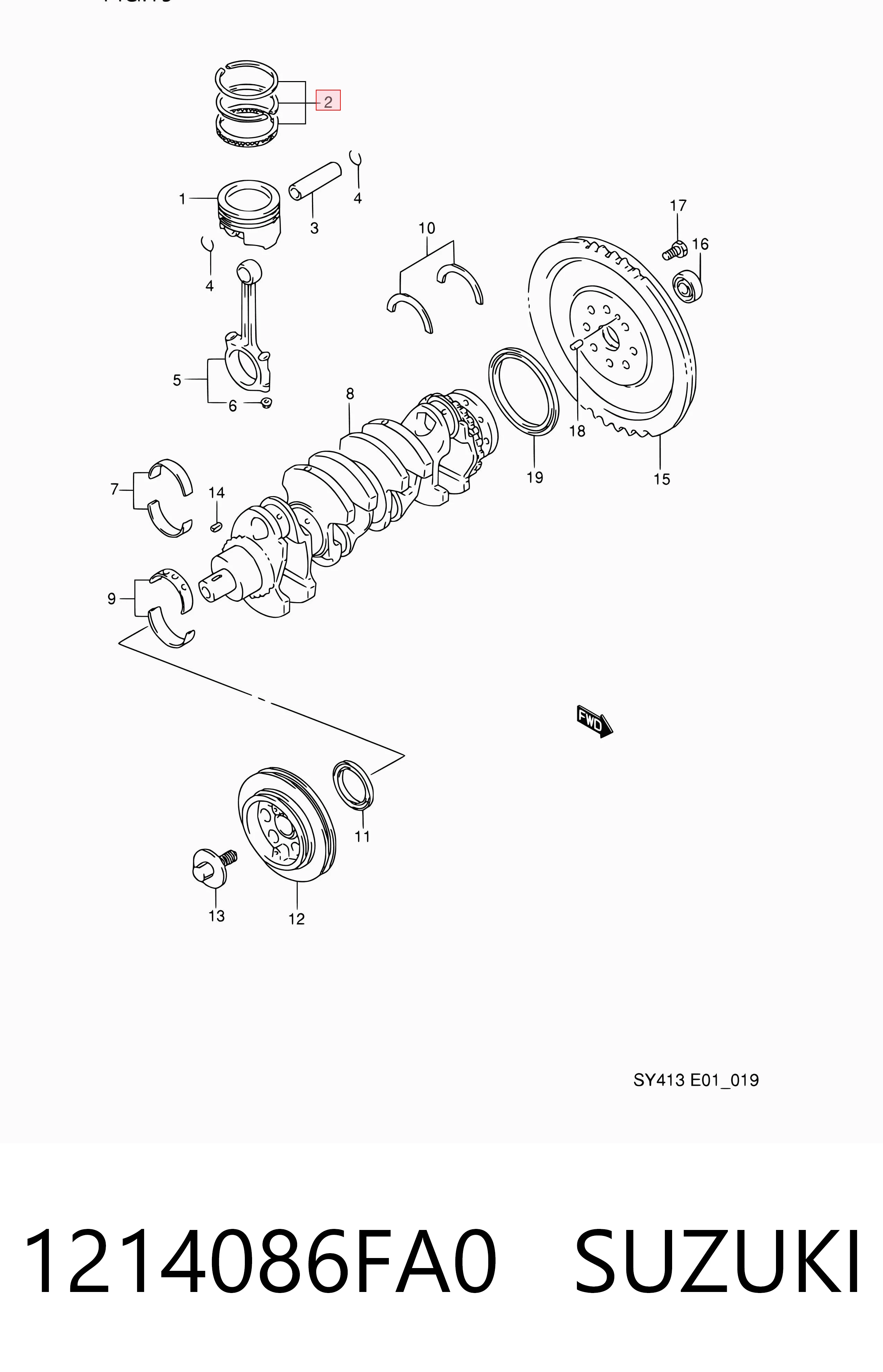 1214086FA0 Suzuki Juego de anillos de pistón para 1 cilindro, STD