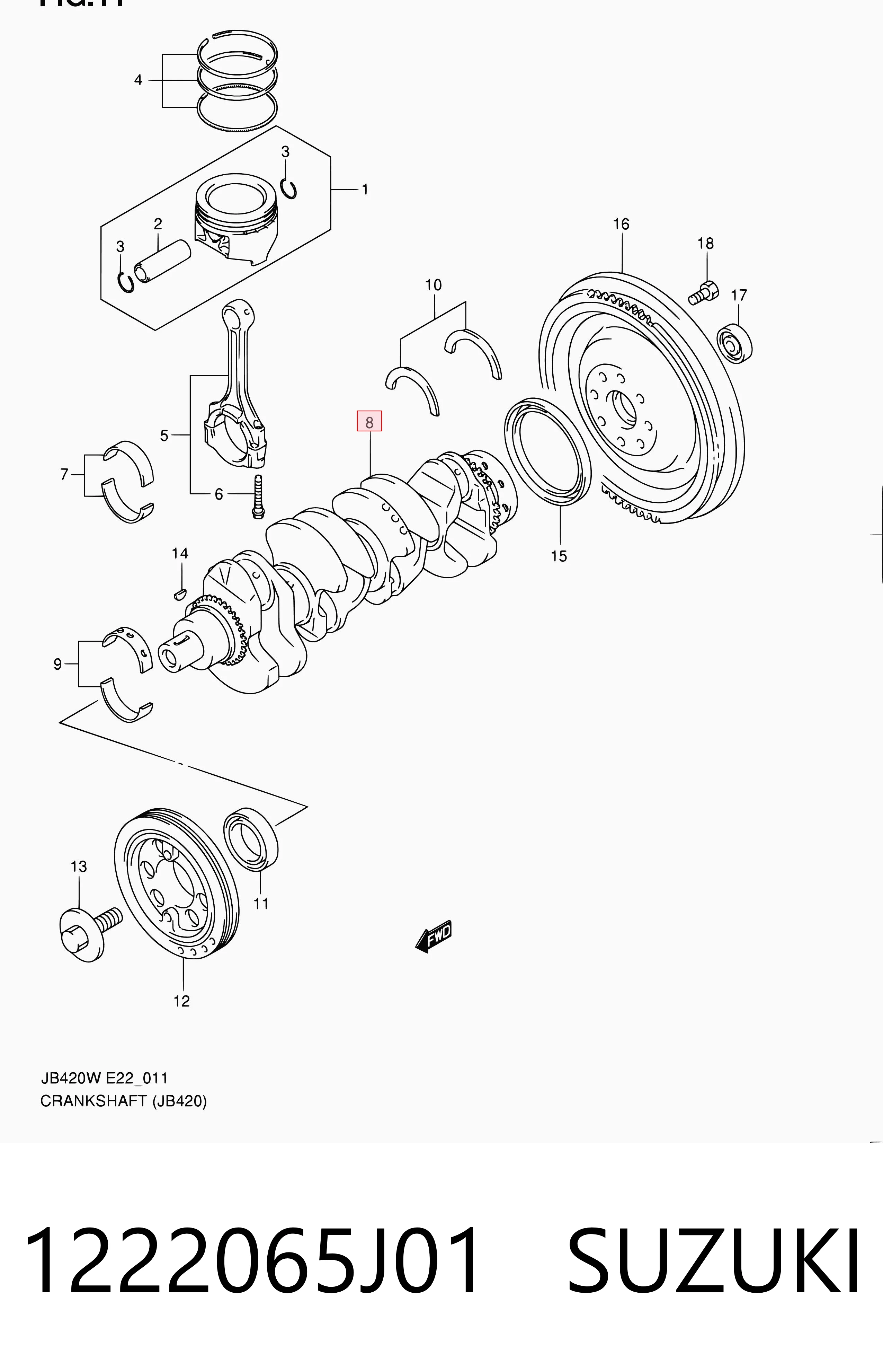 1222065J01 Suzuki Cigüeñal