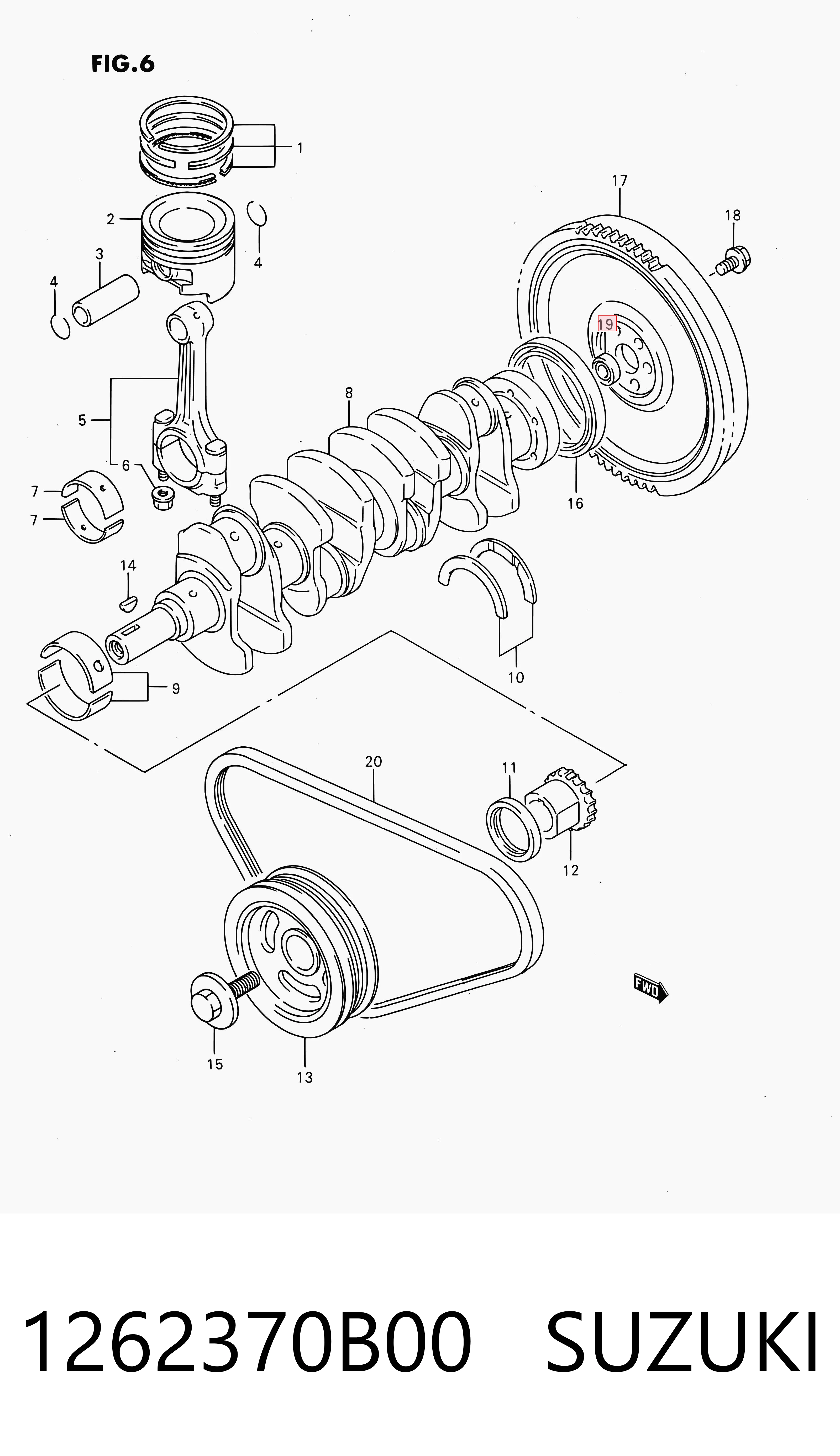 Rodamiento de alternador 1262370B00 SUZUKI