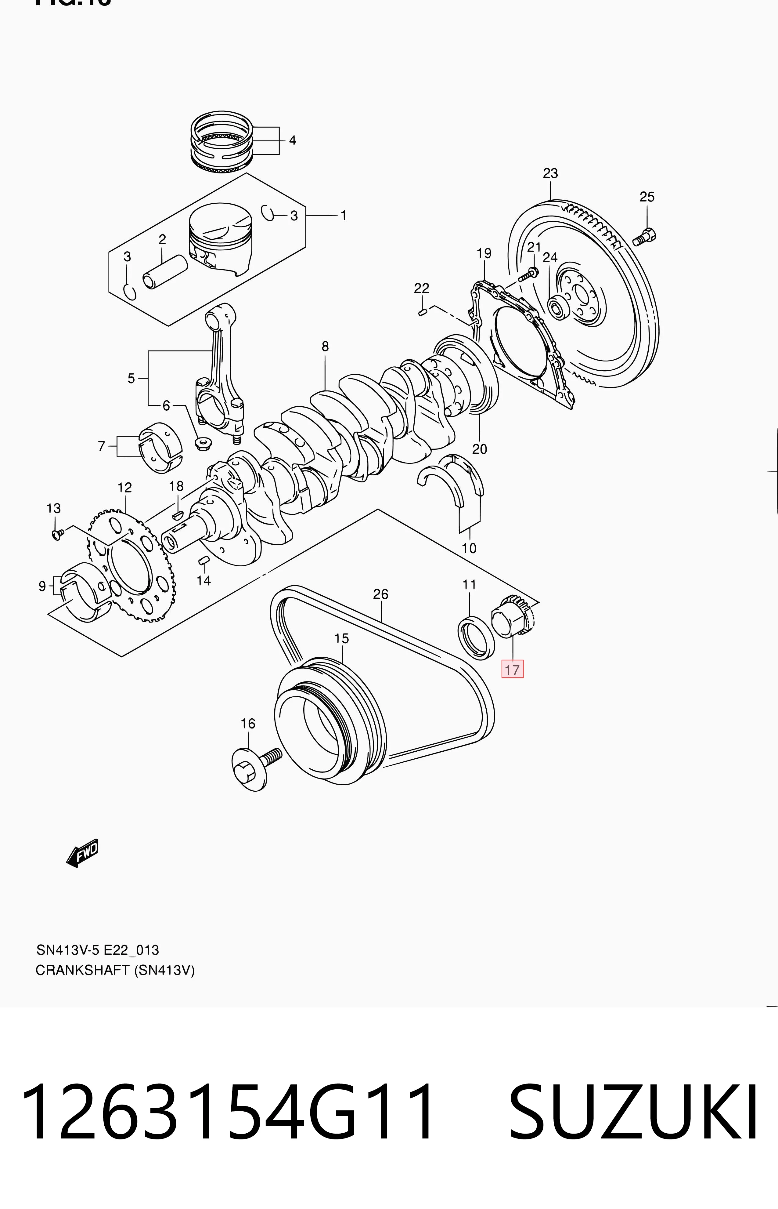 1263154G11 Suzuki Piñón del cigüeñal 