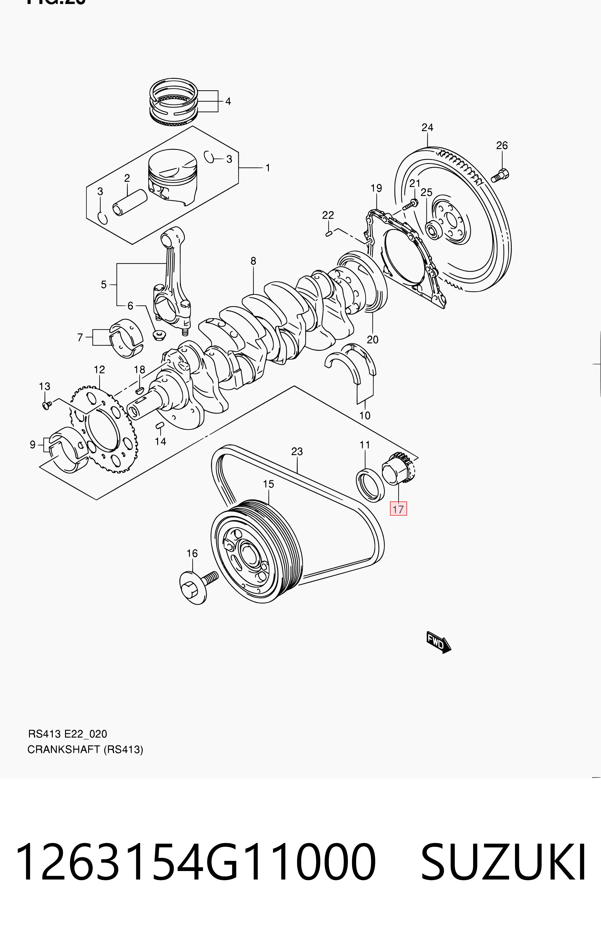 1263154G11000 Suzuki Piñón del cigüeñal 