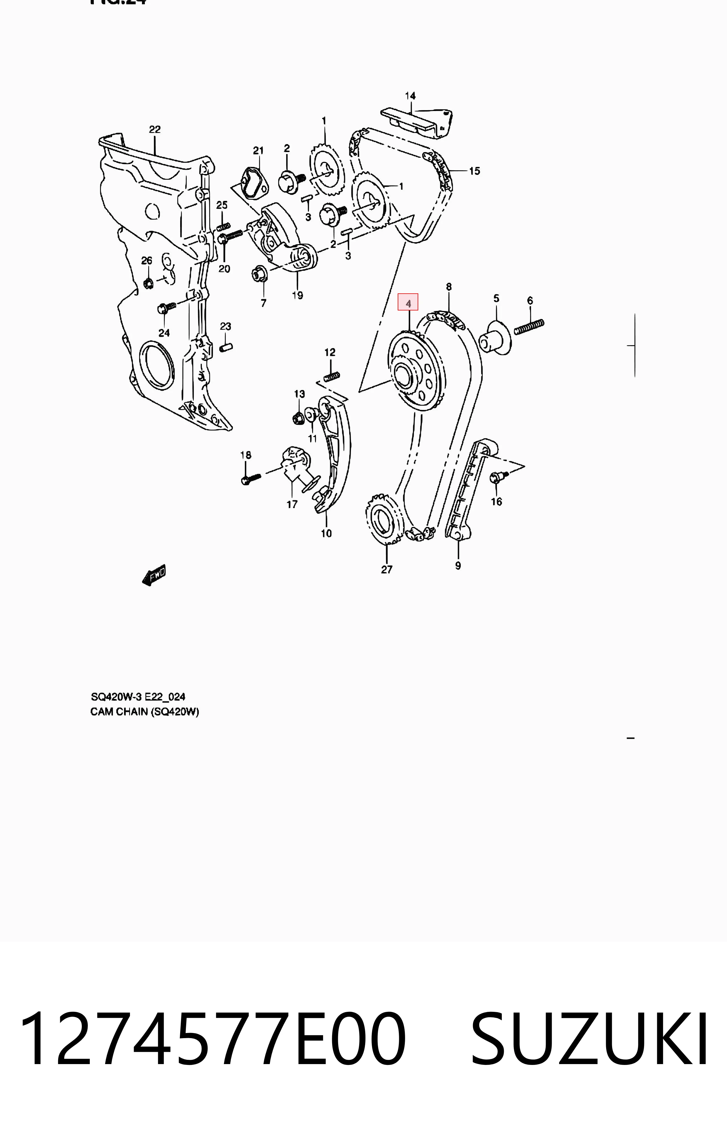 1274577E00 Suzuki Engranaje del eje intermedio del motor