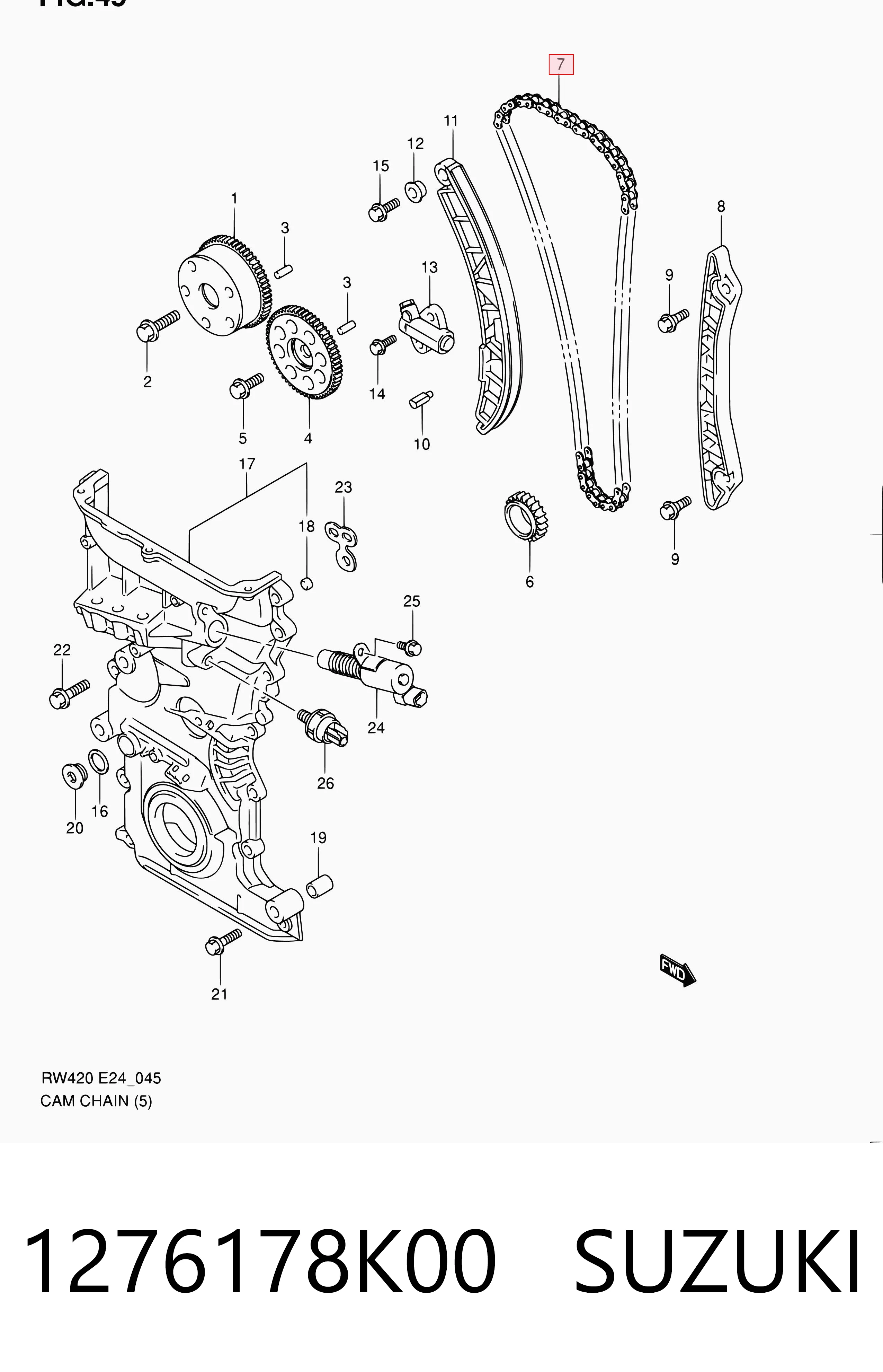 1276178K00 Suzuki Cadena de motor