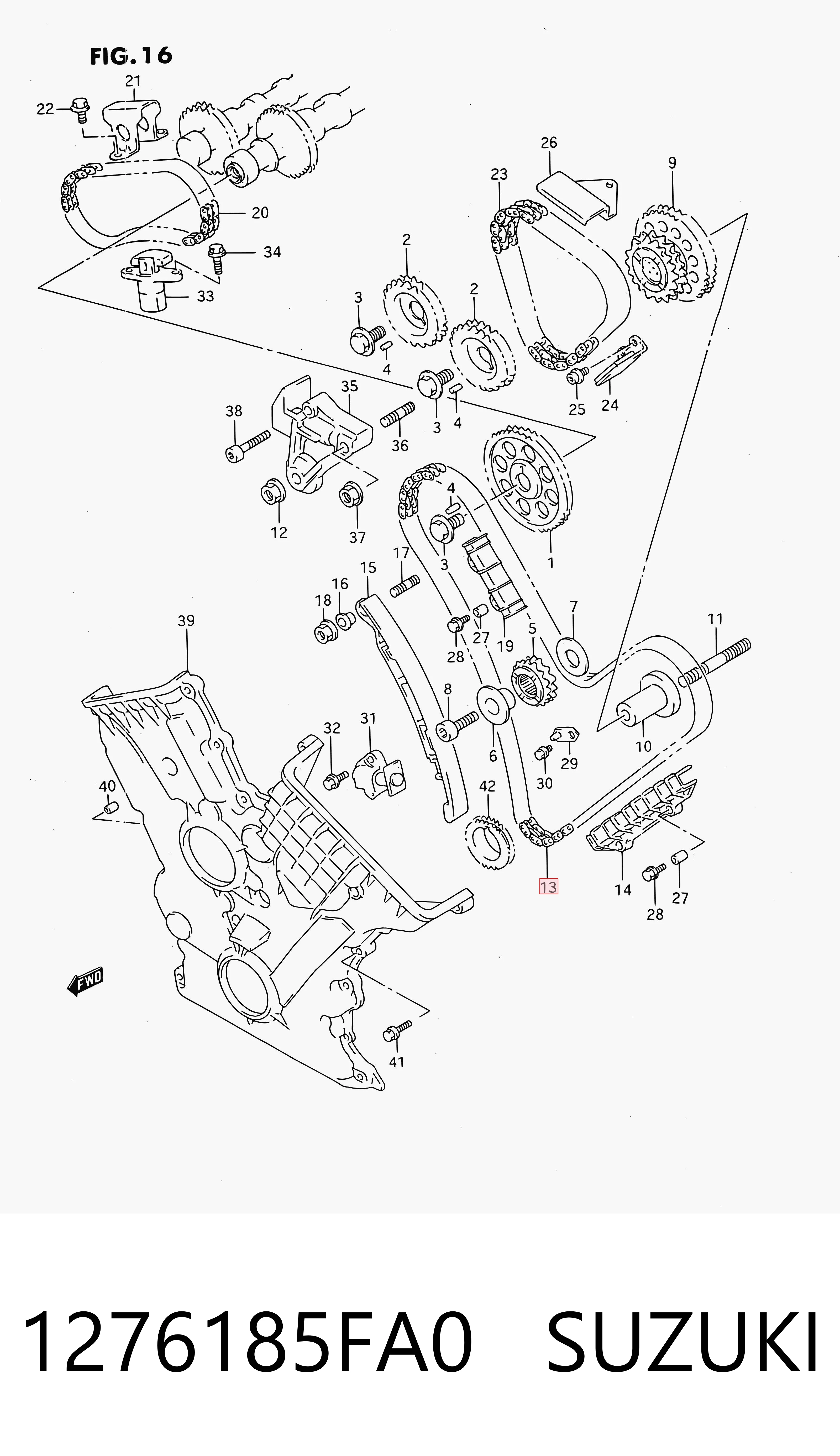1276185FA0 Suzuki Cadena de motor
