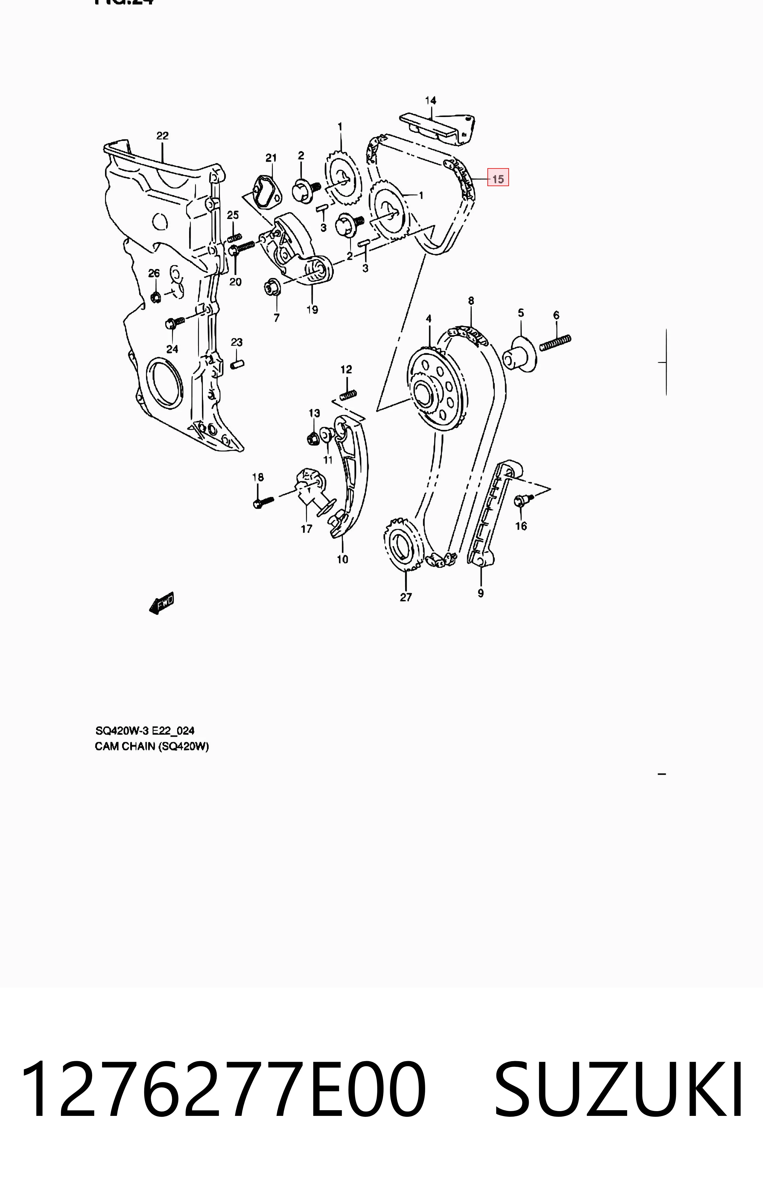 1276277E00 Suzuki Cadena secundaria de distribución