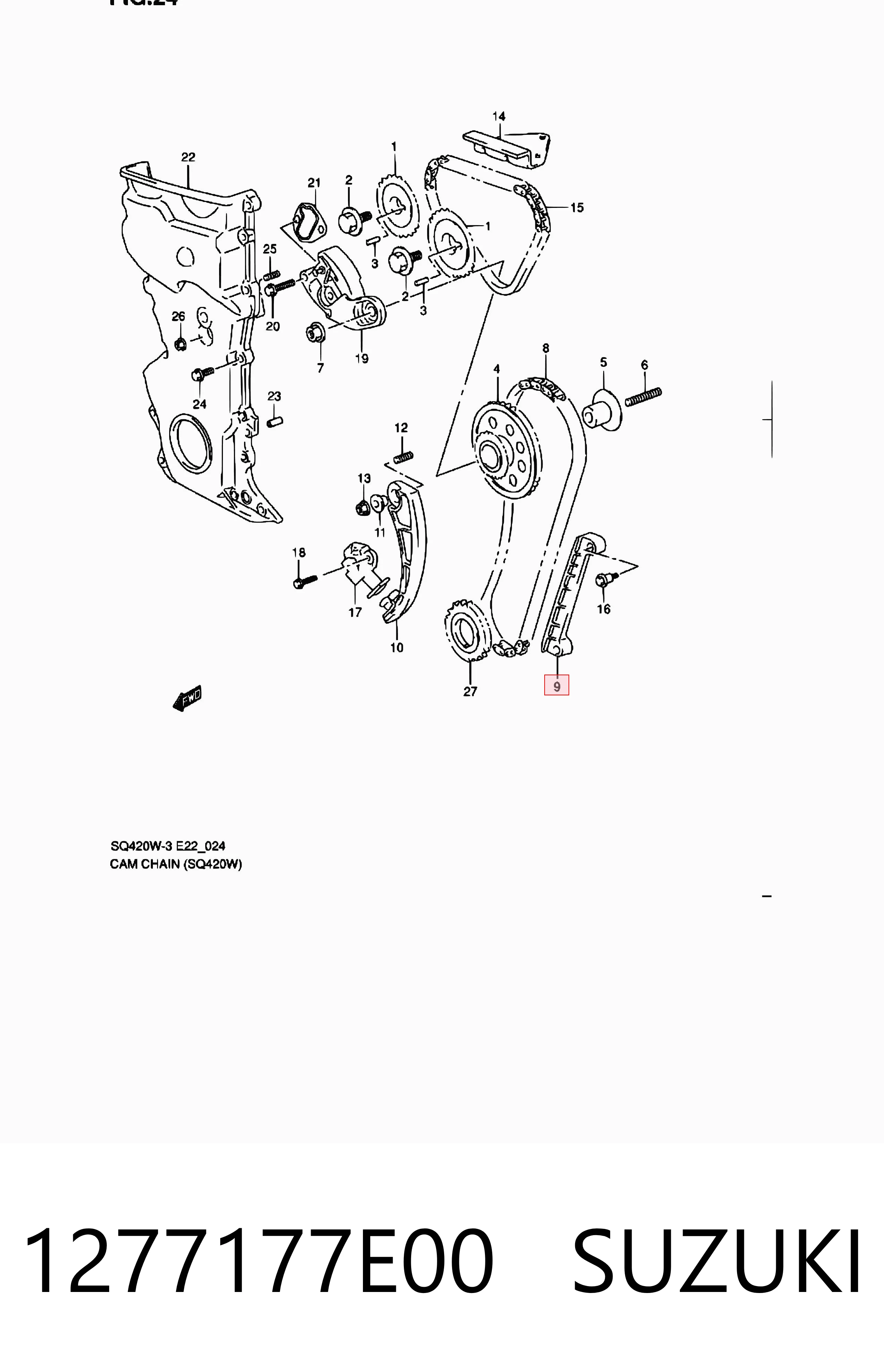 1277177E00 Suzuki Guía izquierda de cadena de distribución