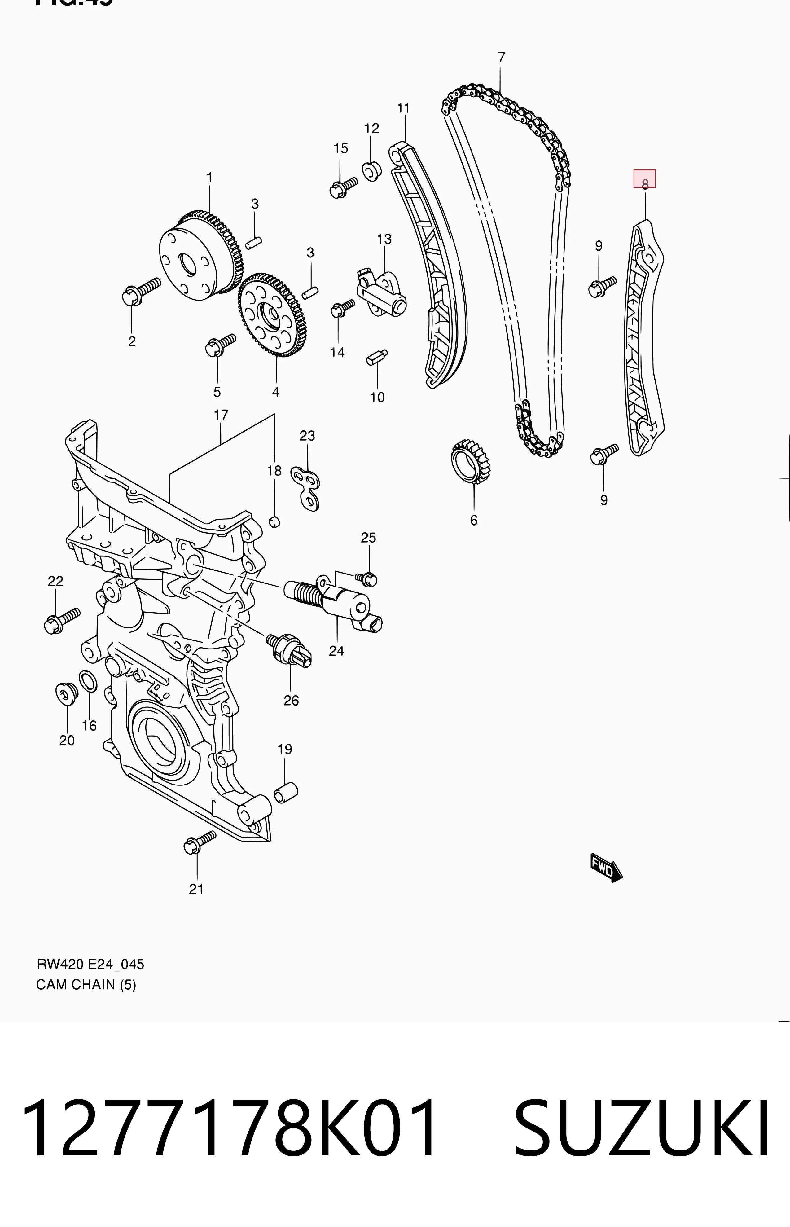 Guía de cadena de distribución para Suzuki Grand Vitara  JB