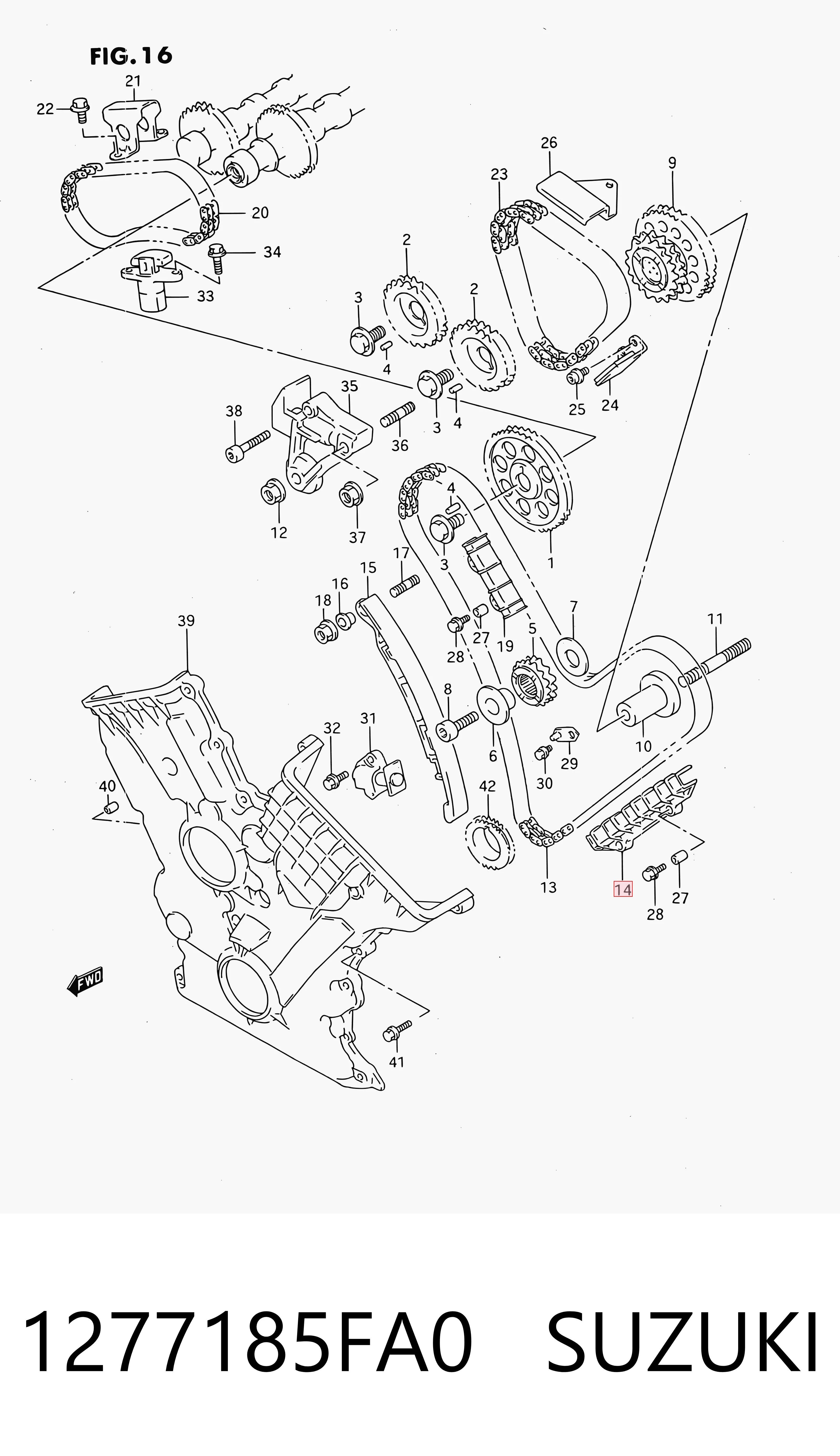 1277185FA0 Suzuki Guía de cadena de distribución