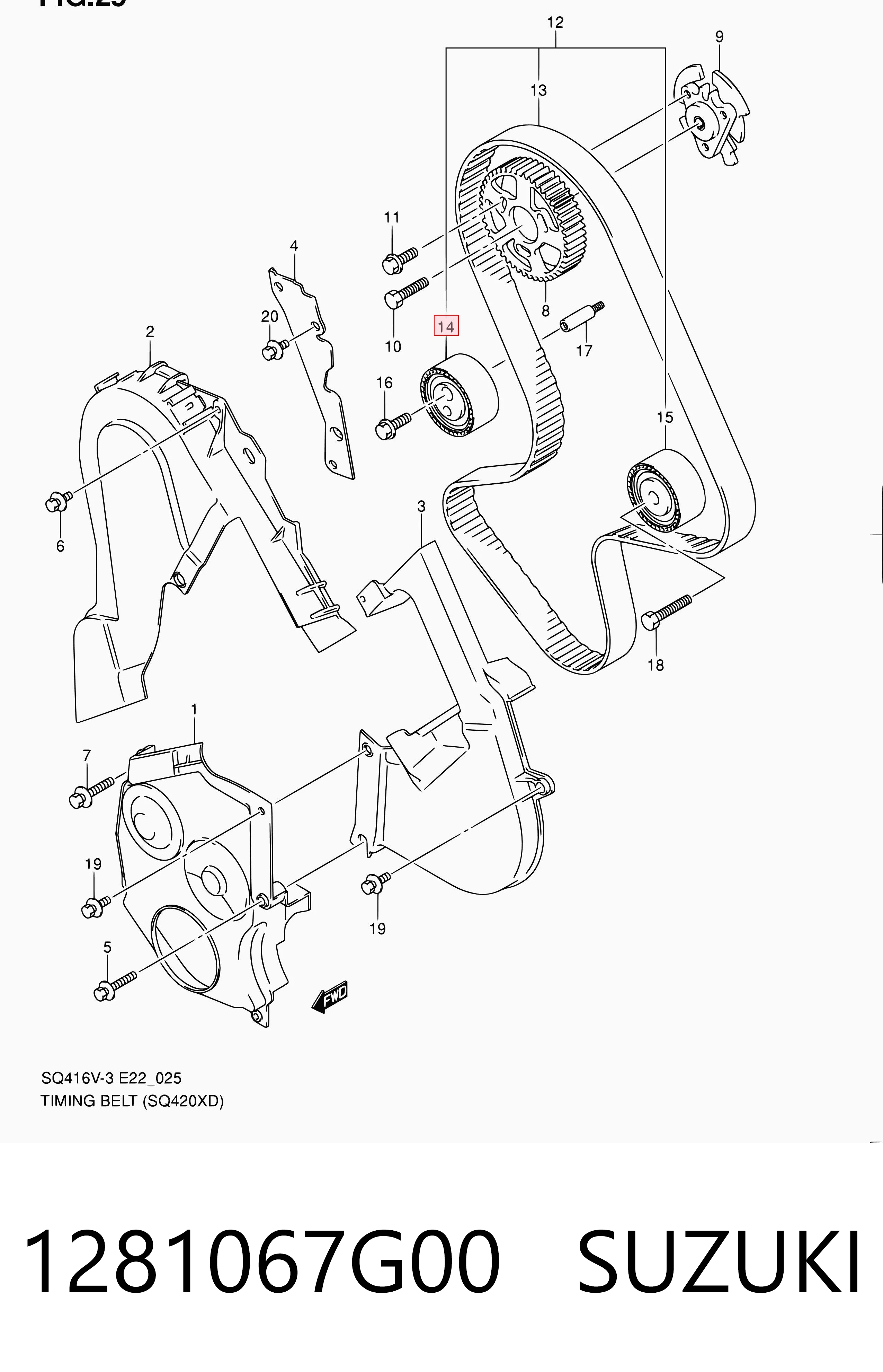 Rodillo tensor de la correa de distribución 1281067G00 SUZUKI