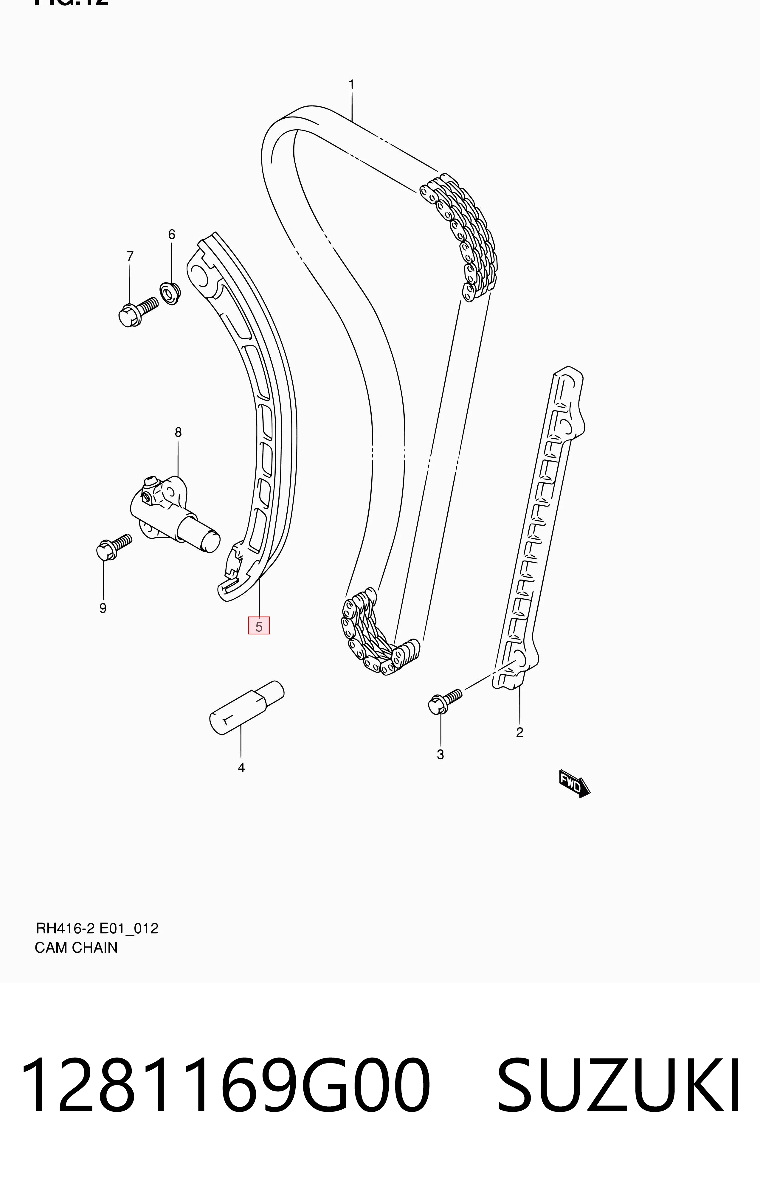 Guía del tensor de la cadena de distribución 1281169G01 SUBARU