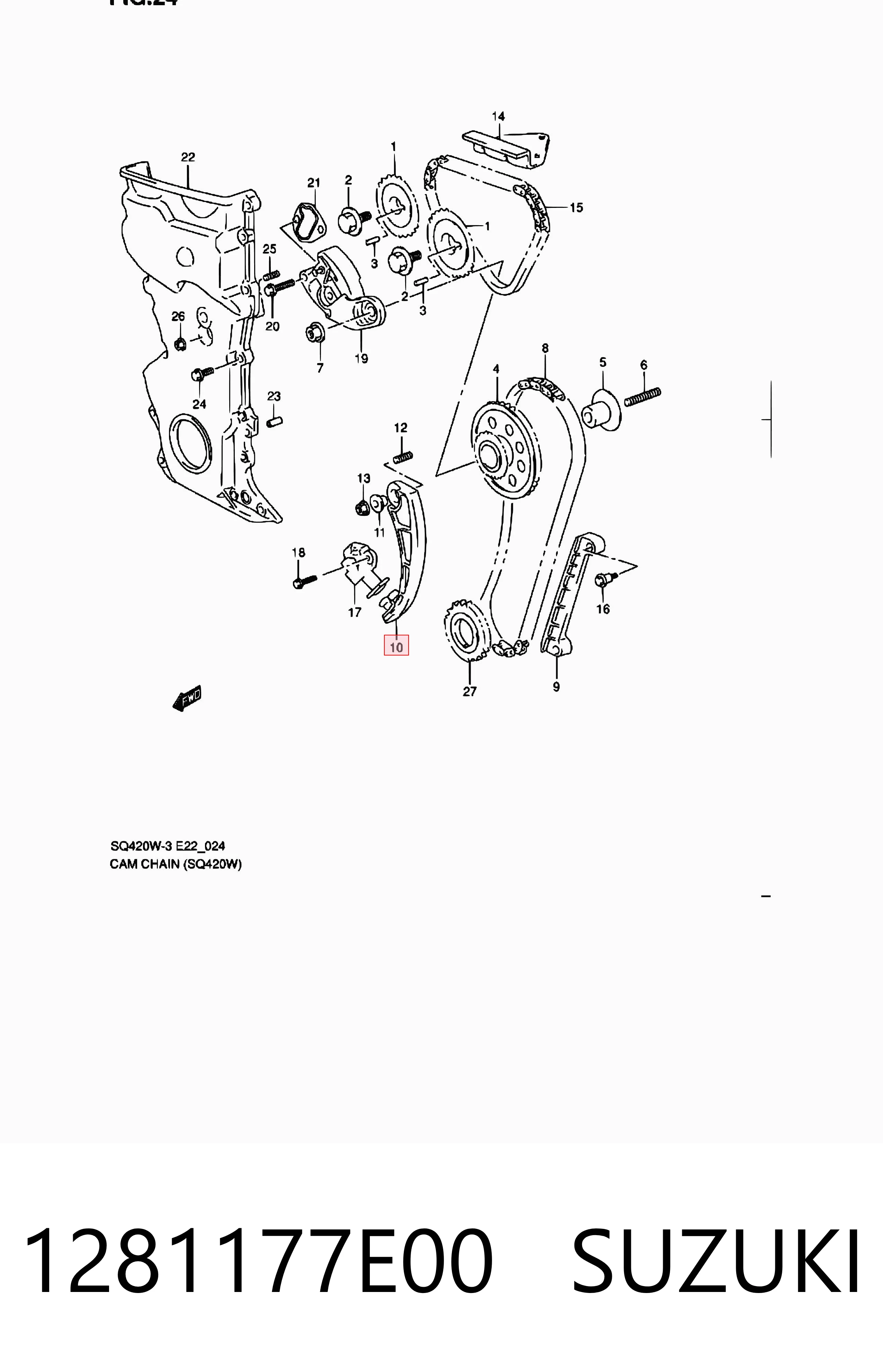 1281177E00 Suzuki Guía del tensor de la cadena de distribución