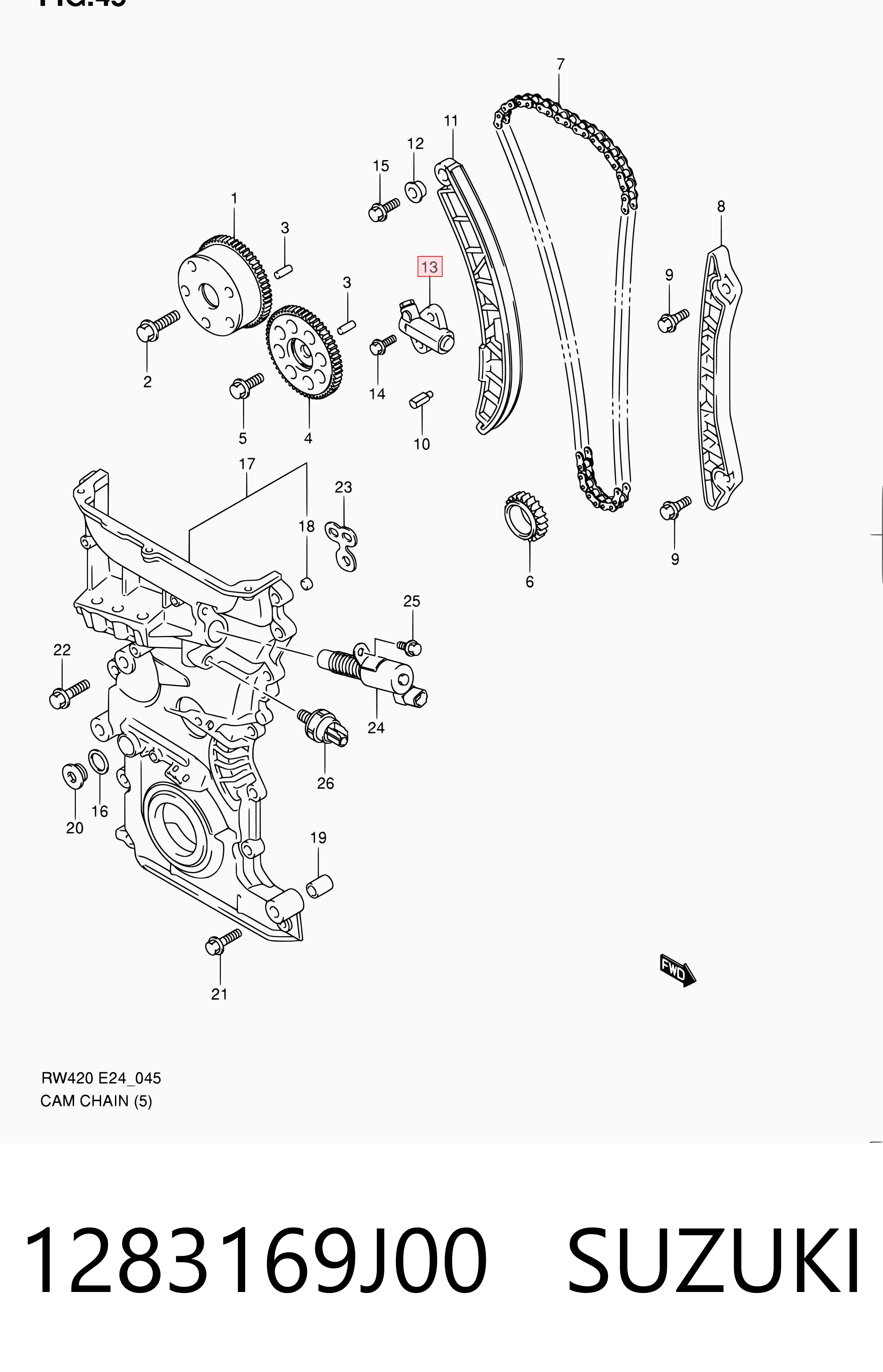 1283169J00 Suzuki Tensor de cadena de distribución