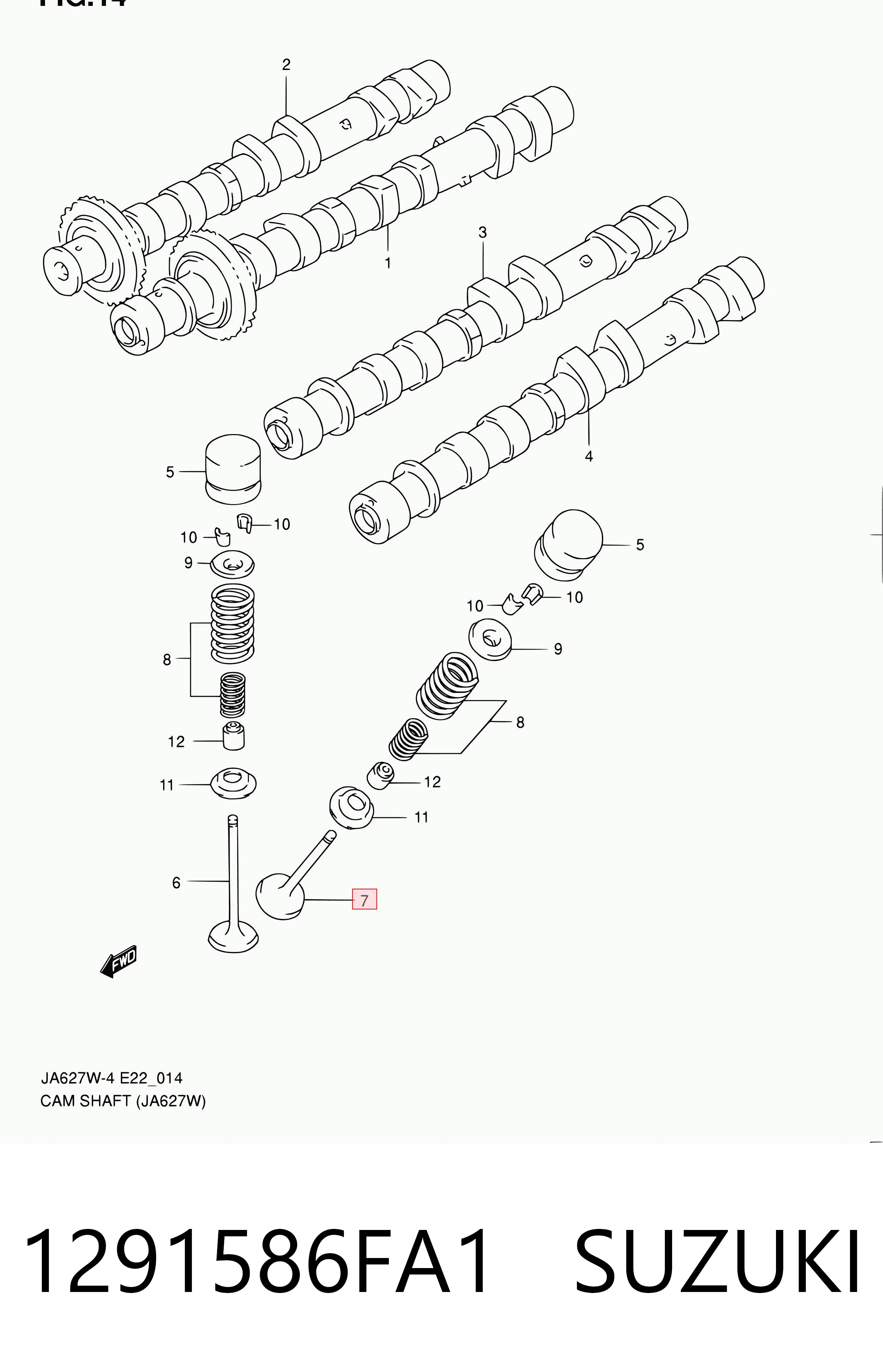 1291586FA1 Suzuki Válvula de escape