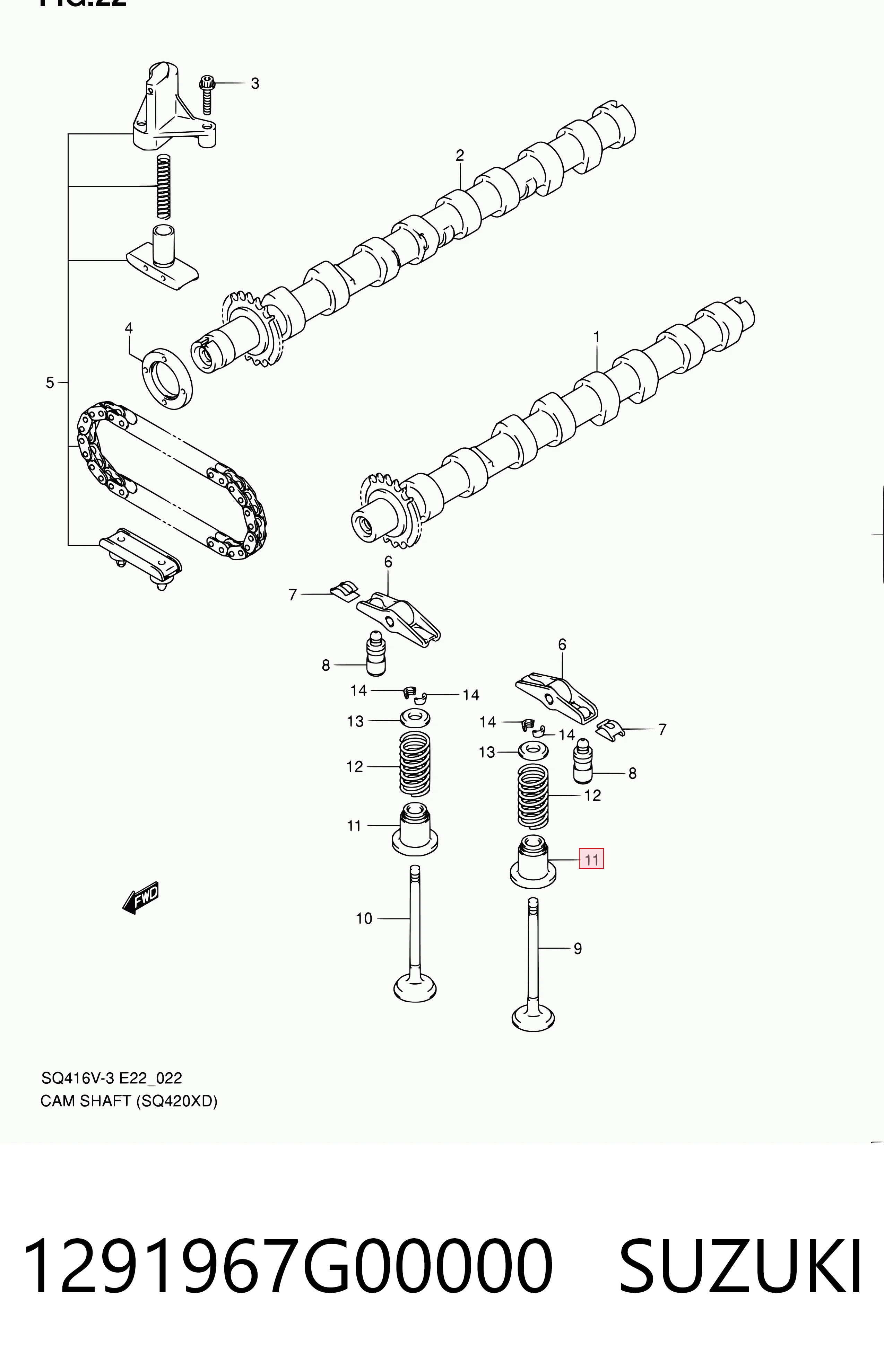 Retén de válvula de admisión 1291967G00000 SUZUKI