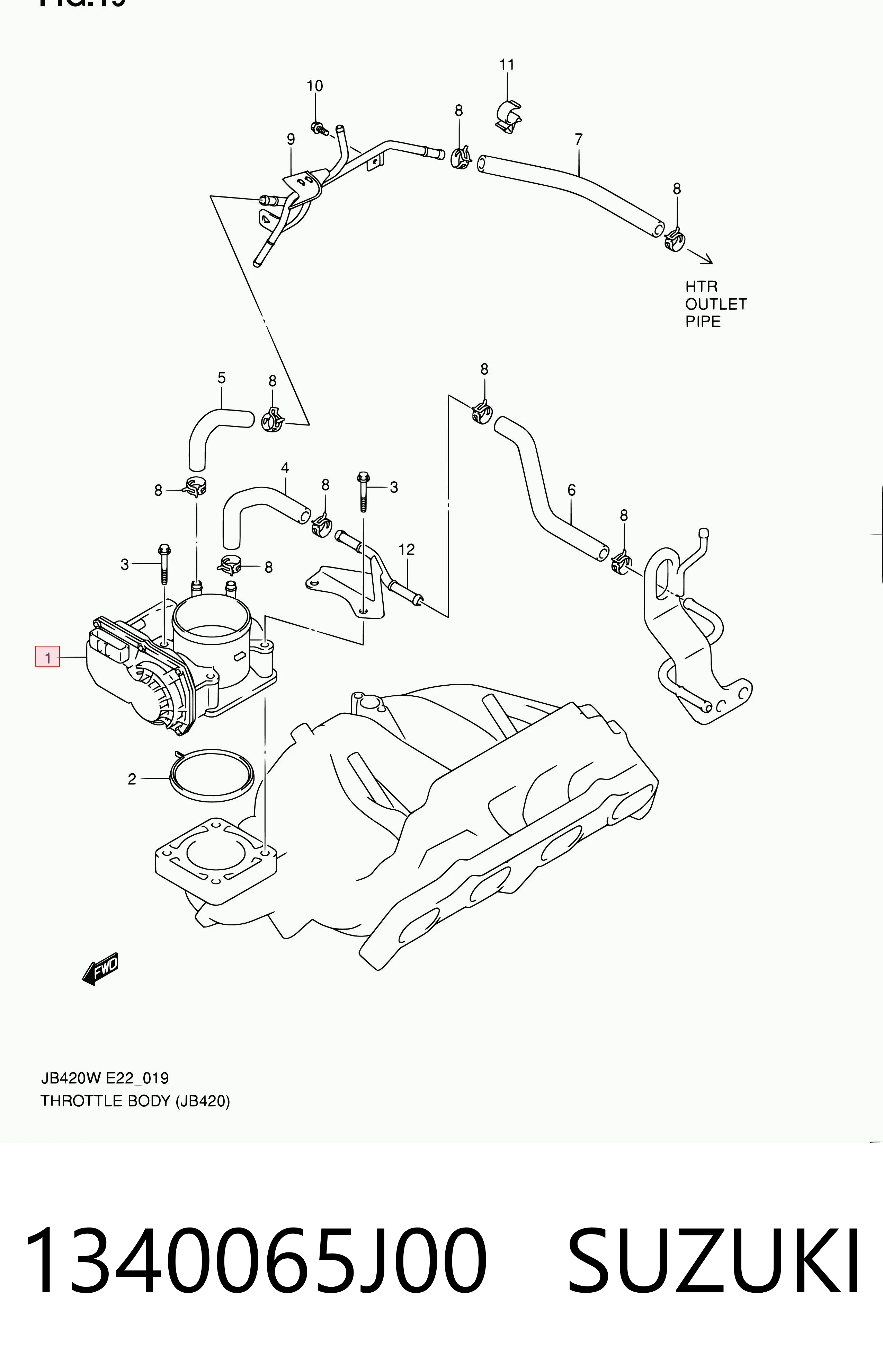 1340065J00 Suzuki Mariposa de admisión