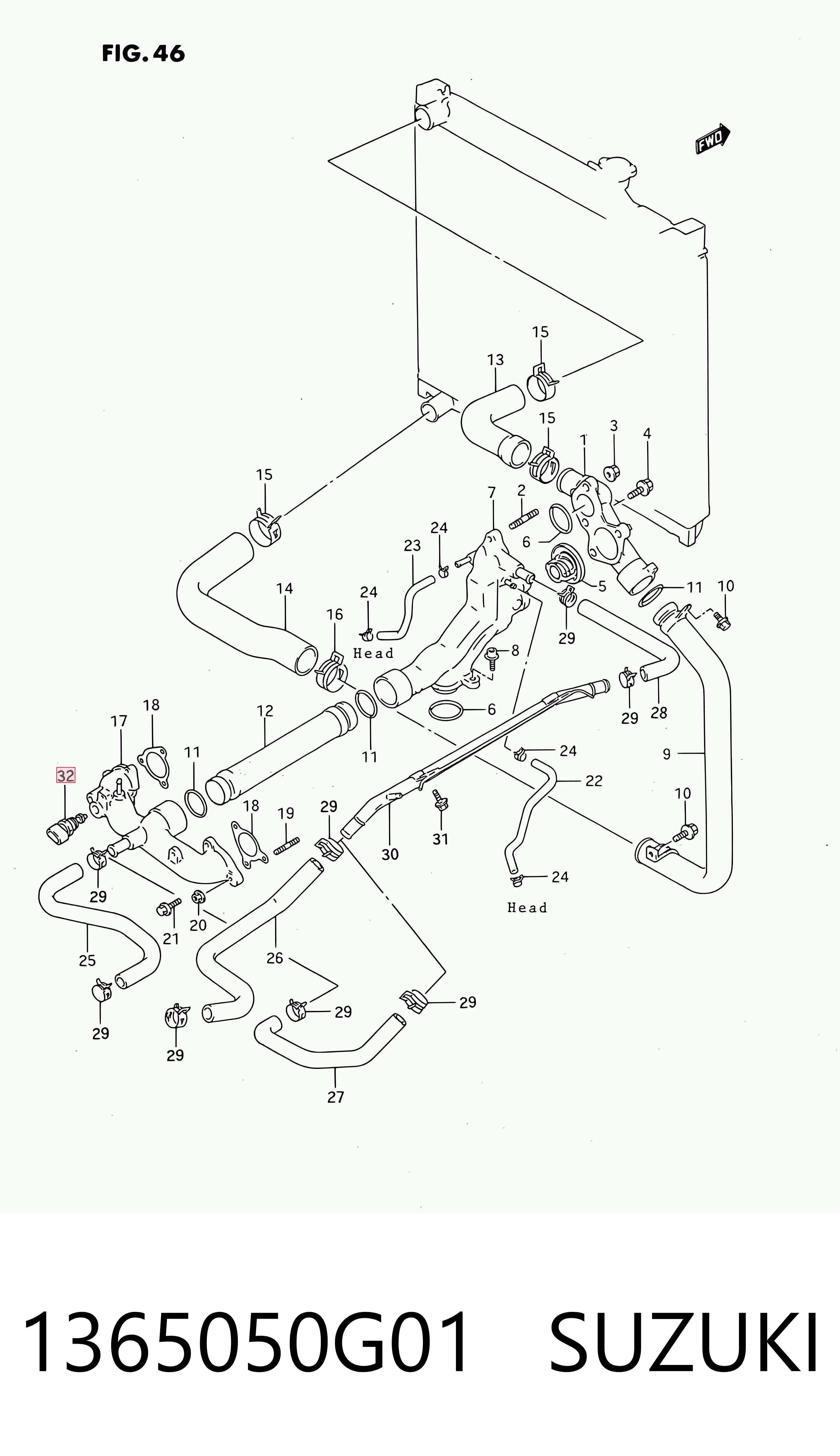 1365050G01 Suzuki Sensor temperatura refrigerante