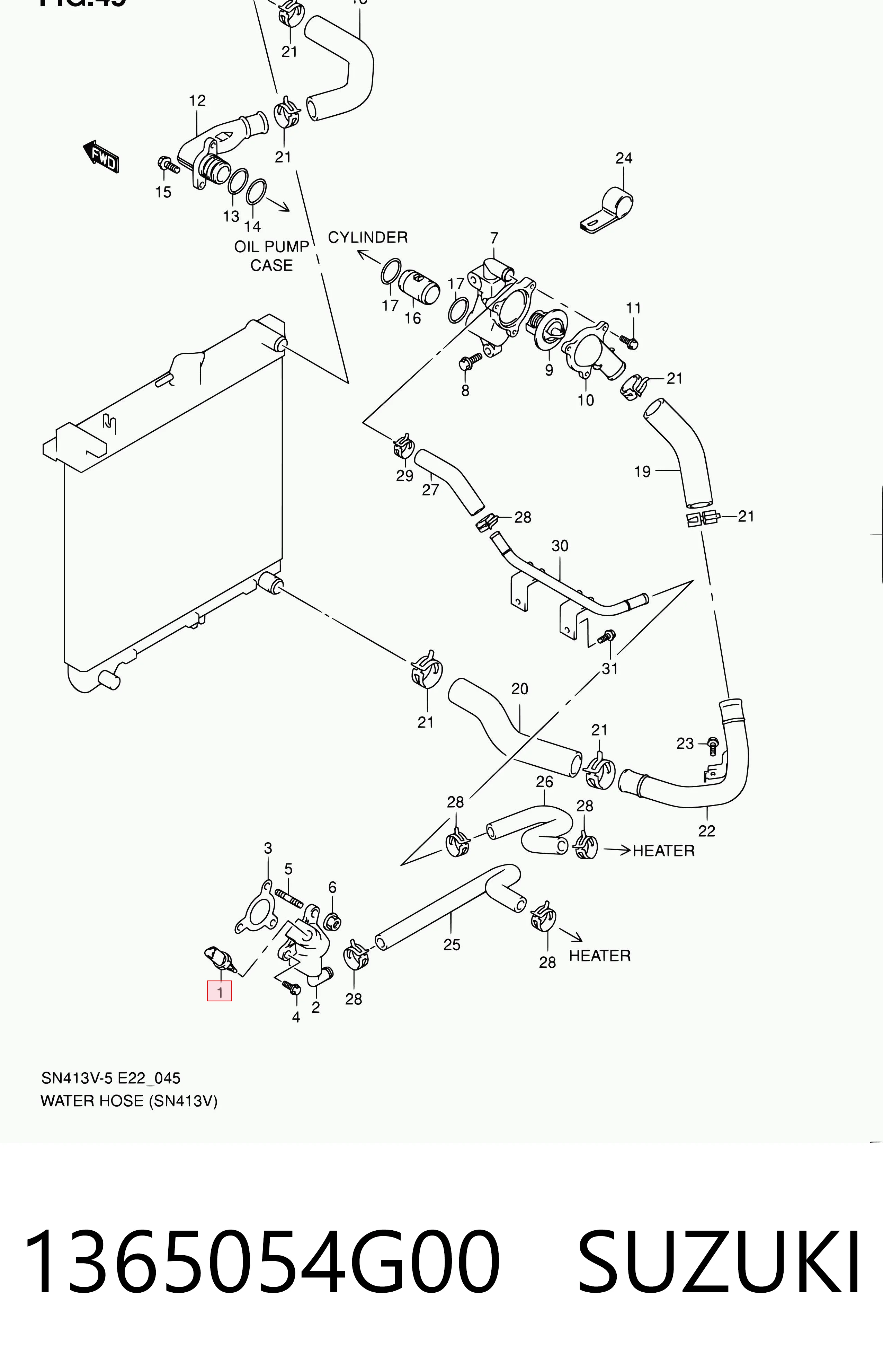 1365054G00 Suzuki Sensor temperatura refrigerante