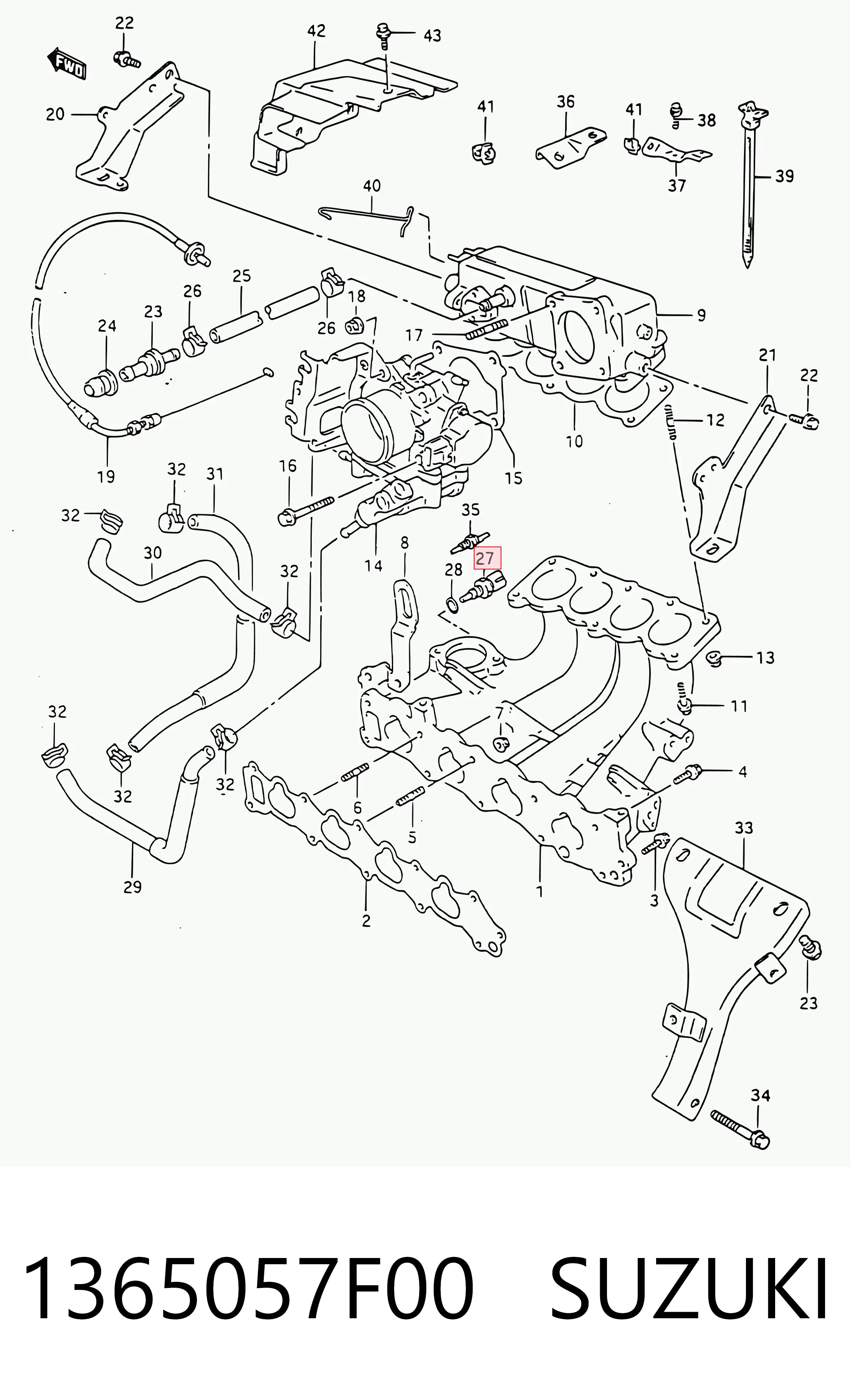 1365057F00 Suzuki Sensor temperatura refrigerante