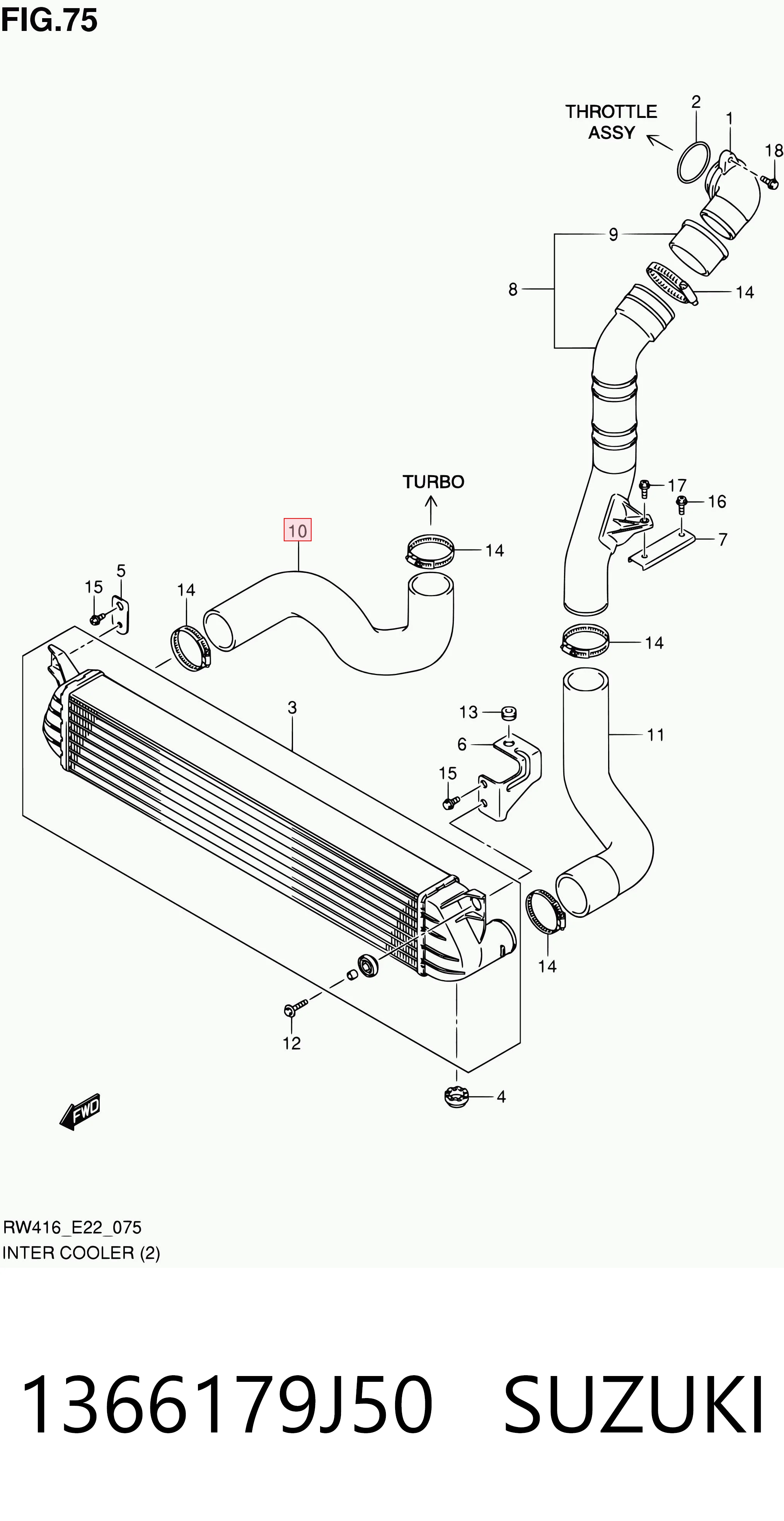 Manguera del intercooler 1366179J50 SUZUKI
