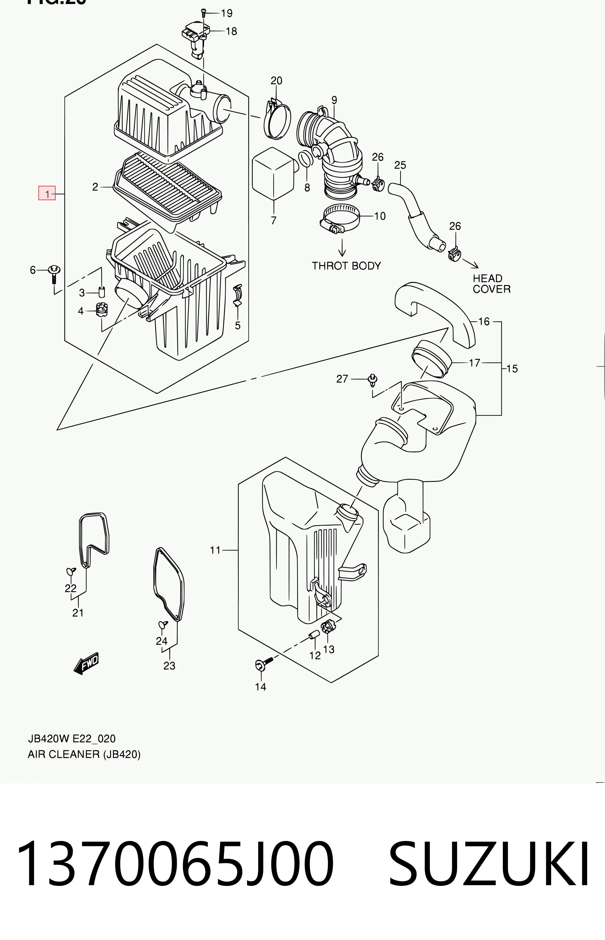 Caja del filtro de aire 1370065J00 SUZUKI