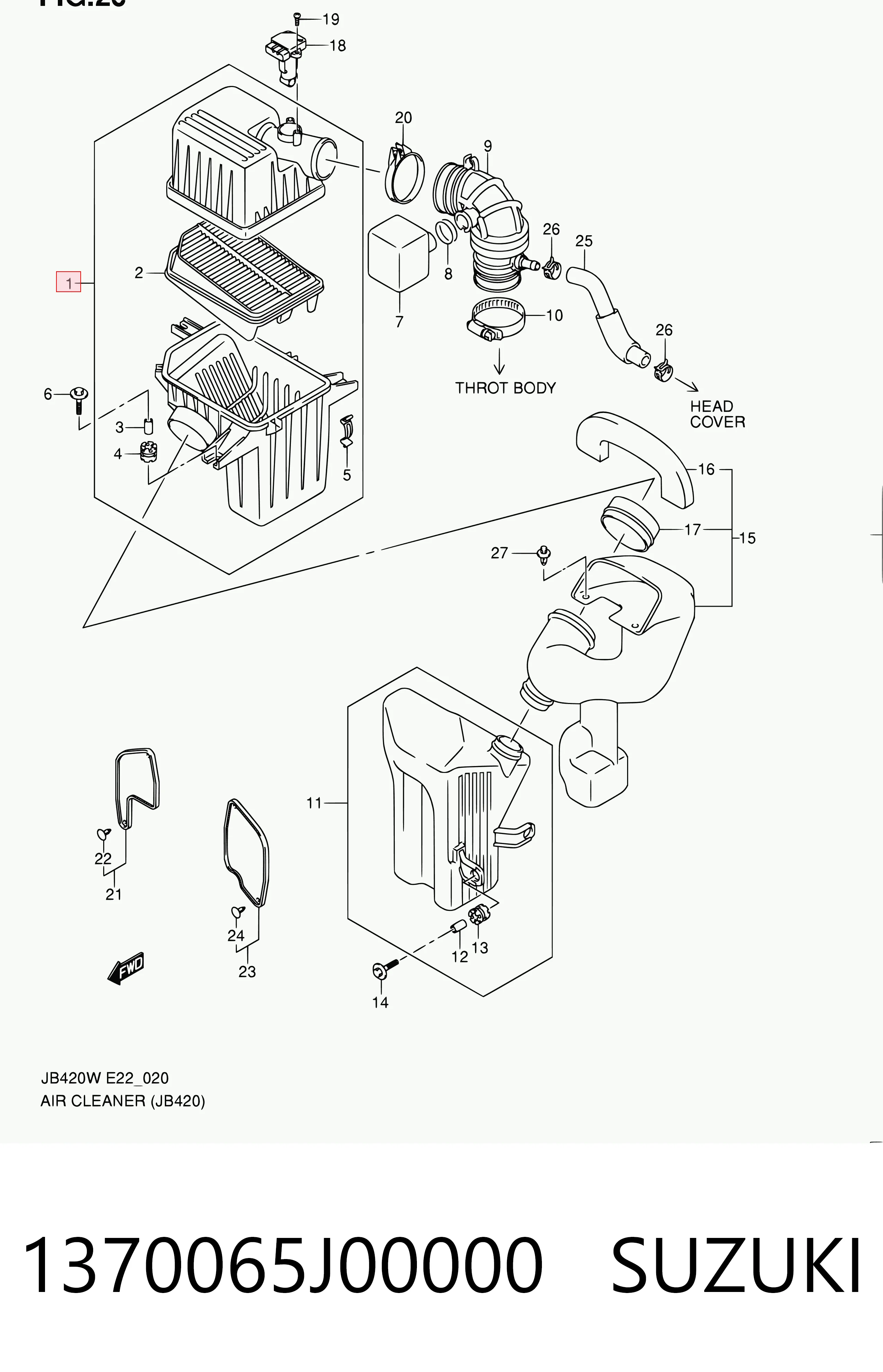 Caja del filtro de aire 1370065J00000 SUZUKI