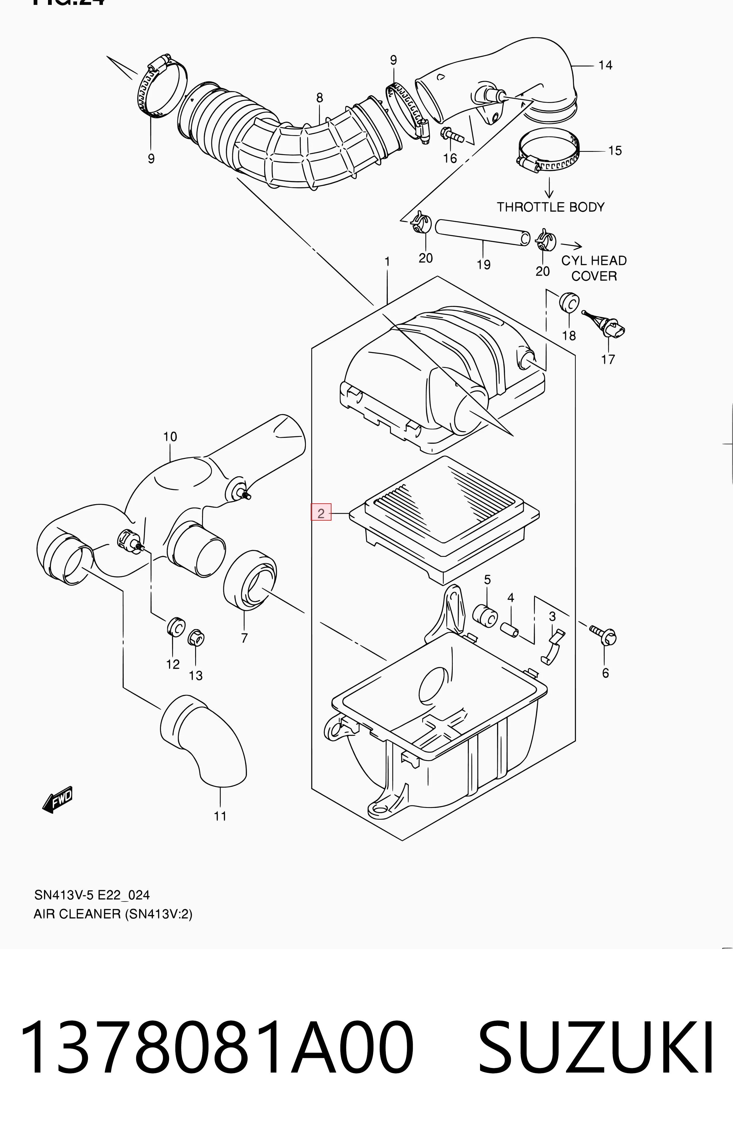 1378081A00 Suzuki Filtro de aire de motor