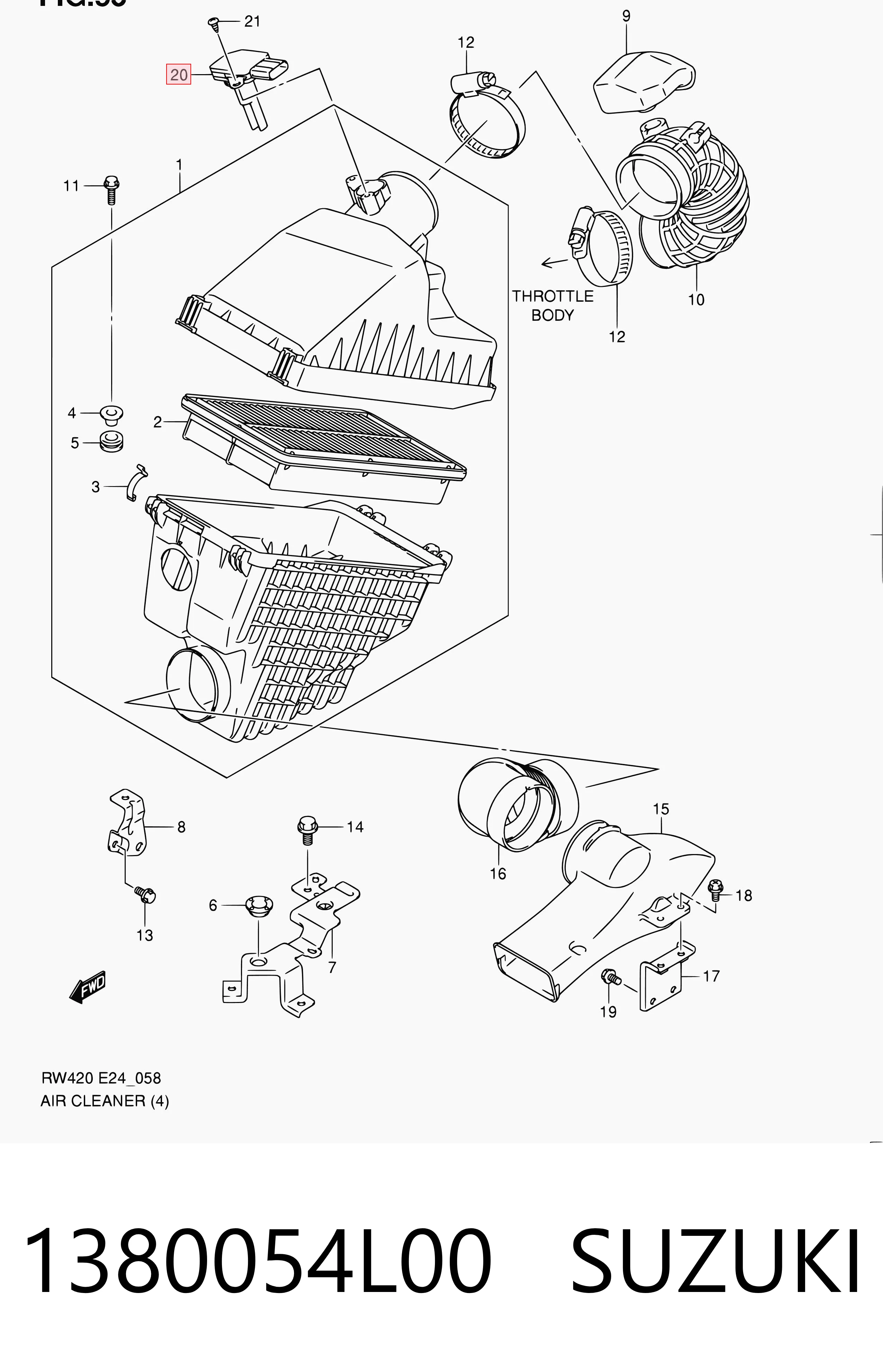 1380054L00 Suzuki Sensor de flujo de aire