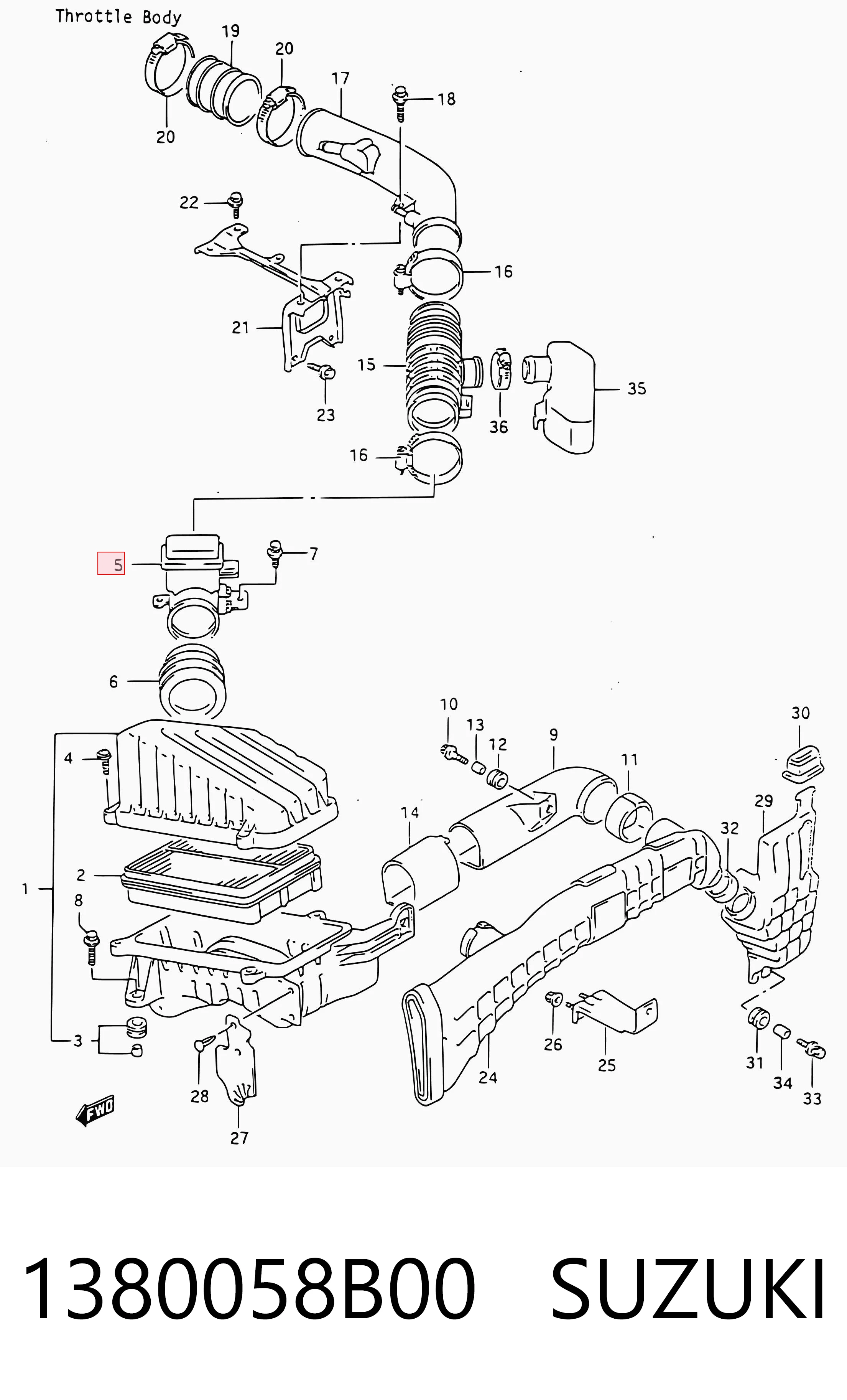 1380058B00 Suzuki Sensor de flujo de aire
