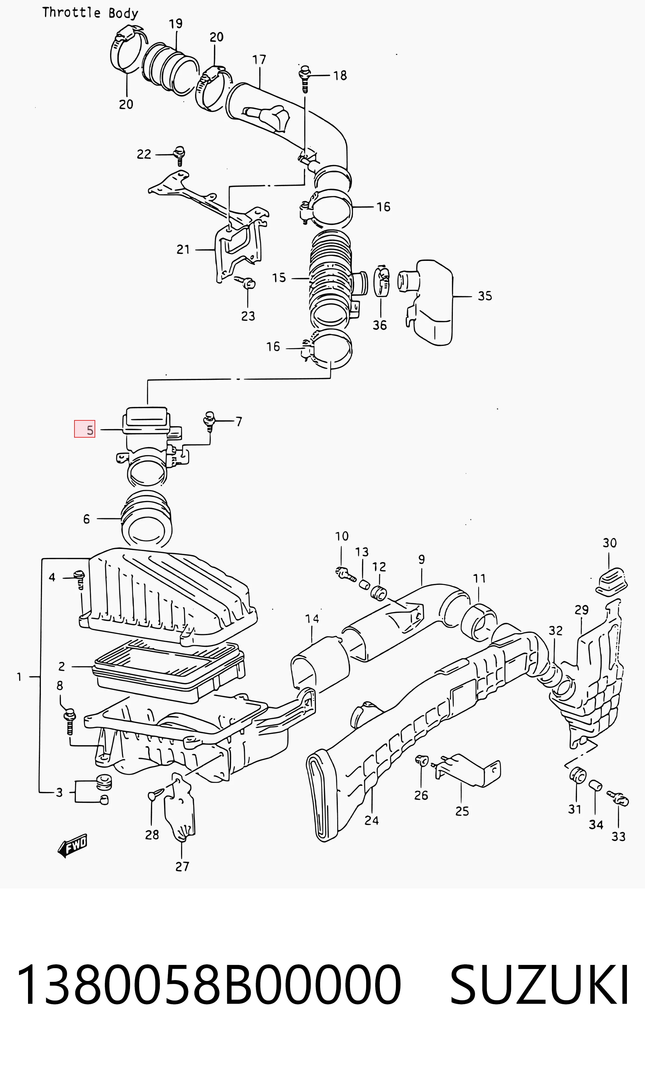 Medidor de masa de aire 1380058B00000 SUZUKI