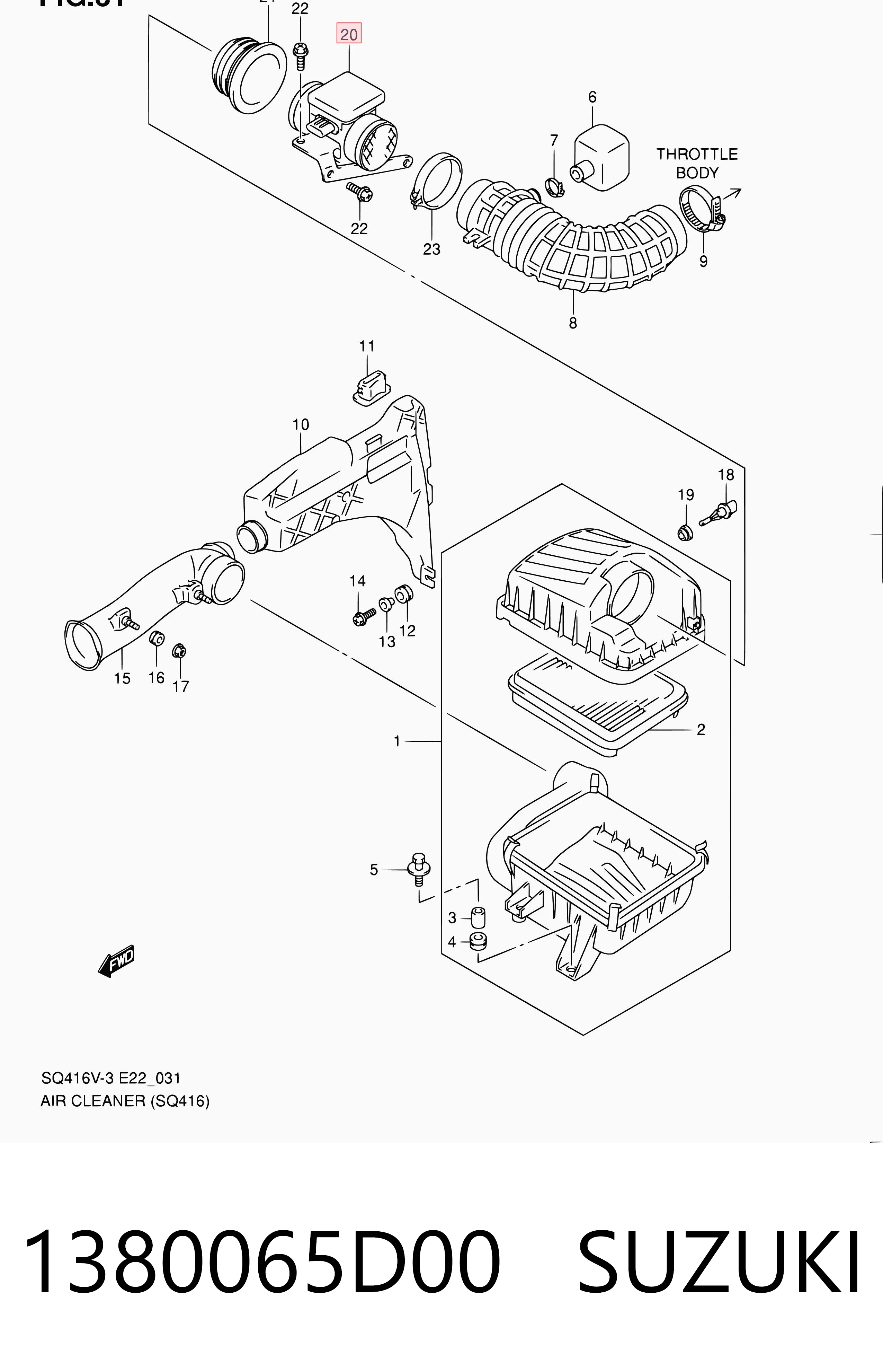 1380065D00 Suzuki Sensor de flujo de aire