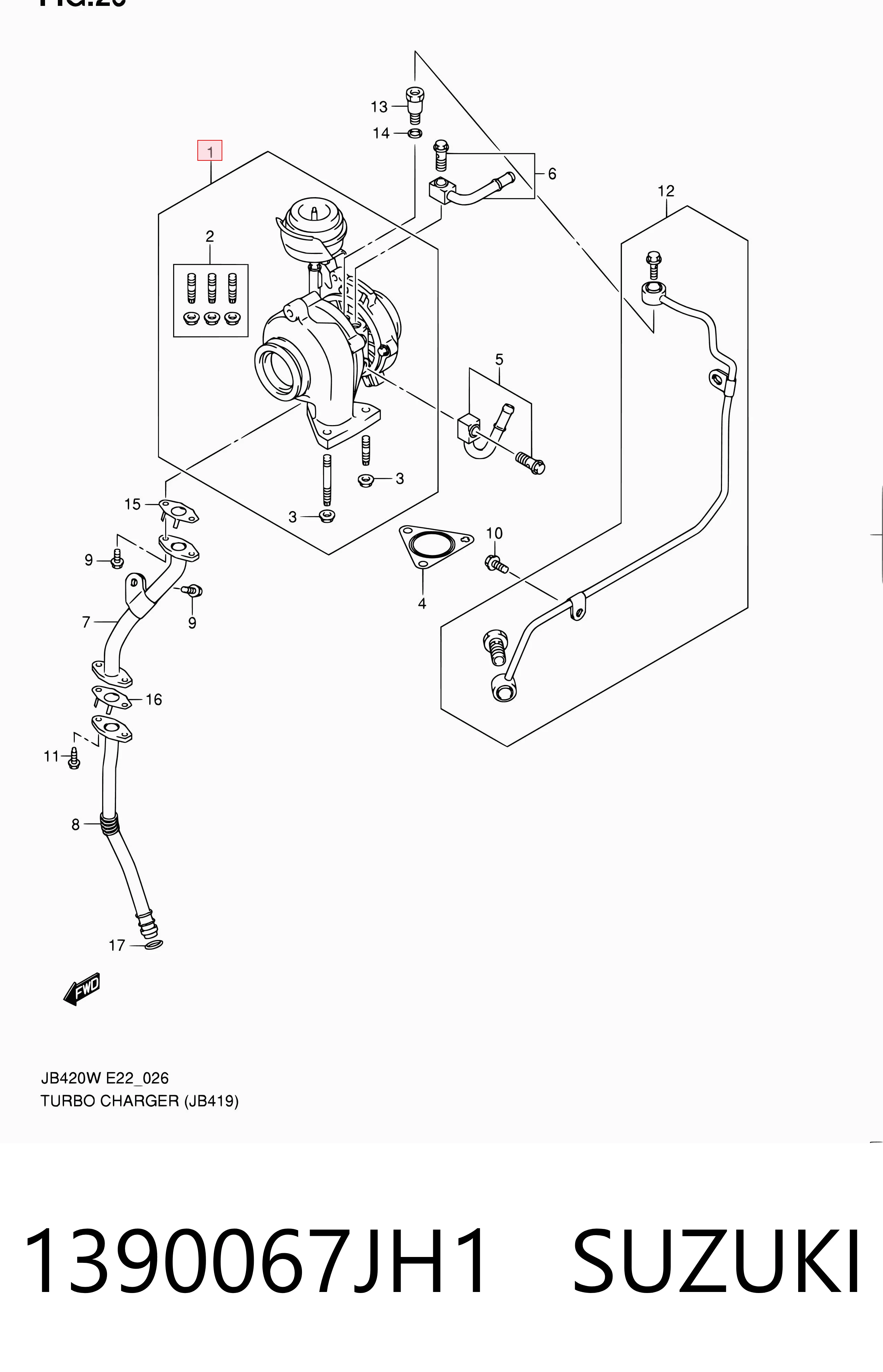1390067JH1 Suzuki Turbo para motor