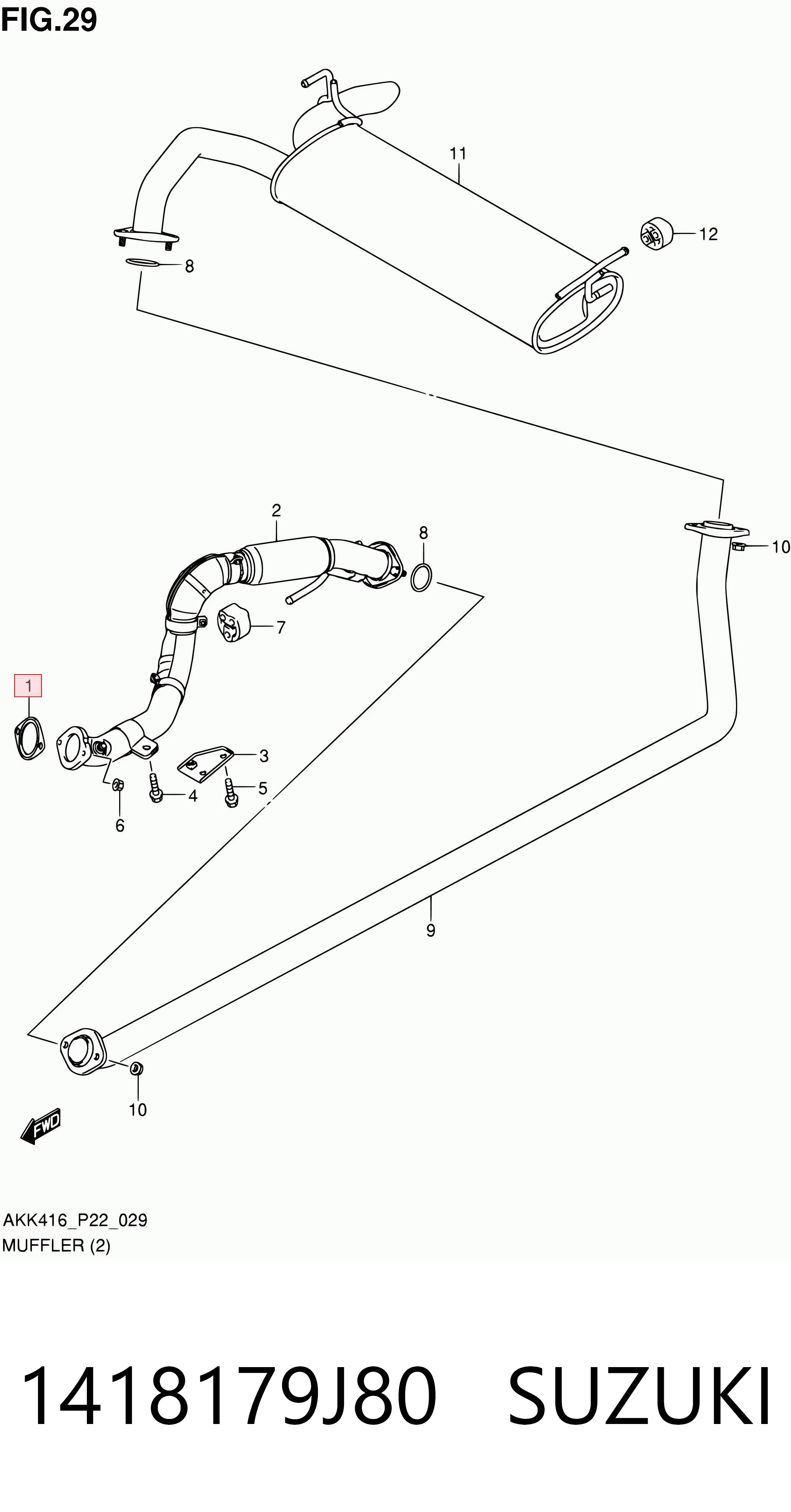 Junta de tubo de escape 1418179J80 SUZUKI