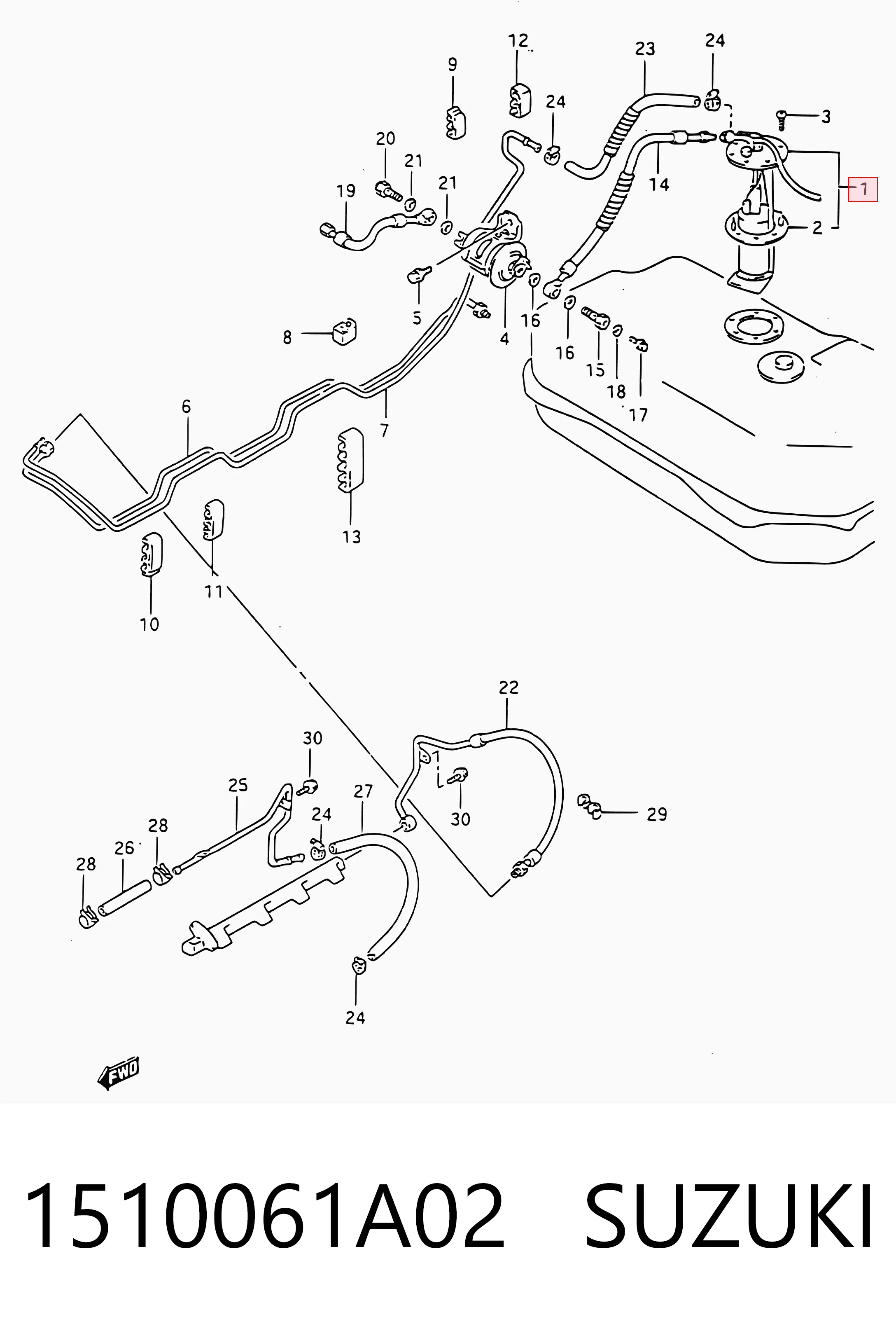 1510061A02 Suzuki Elemento de turbina de la bomba de combustible