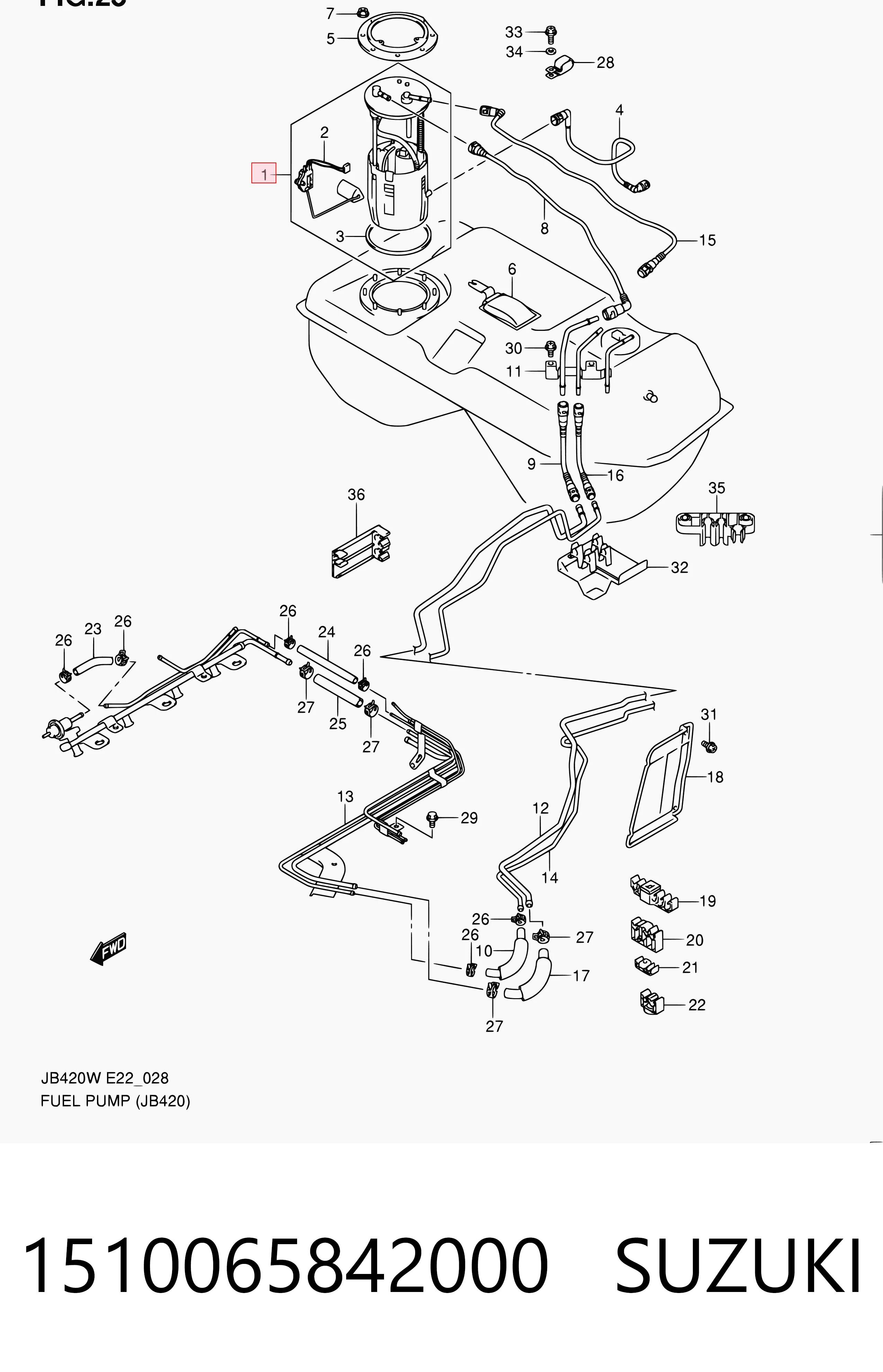 2322037060 Toyota Módulo de alimentación de combustible
