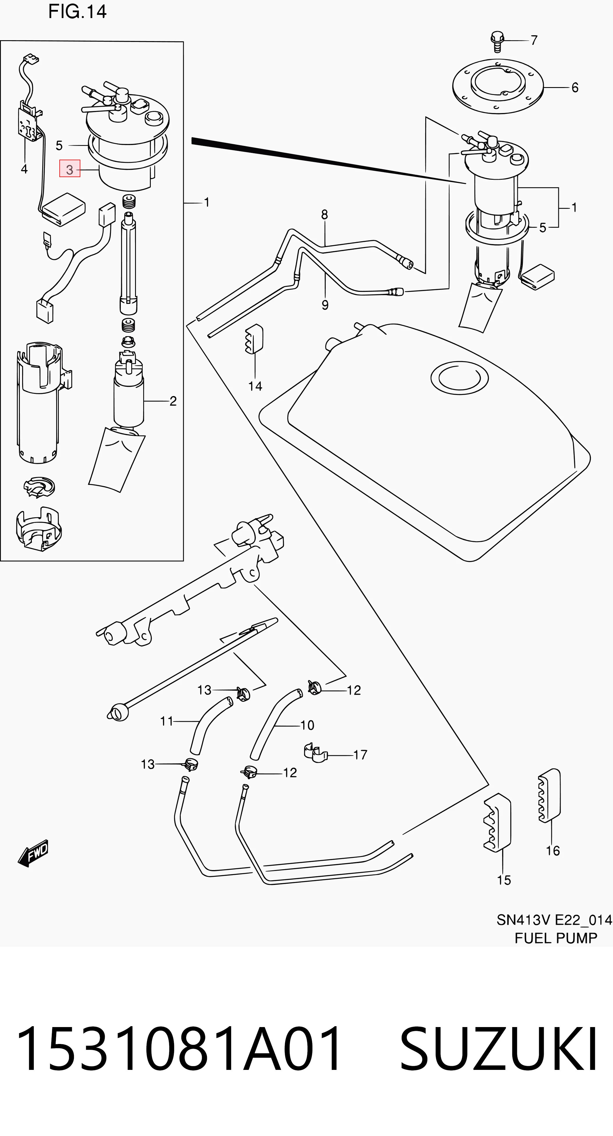 1531081A01 Suzuki Filtro de gasolina