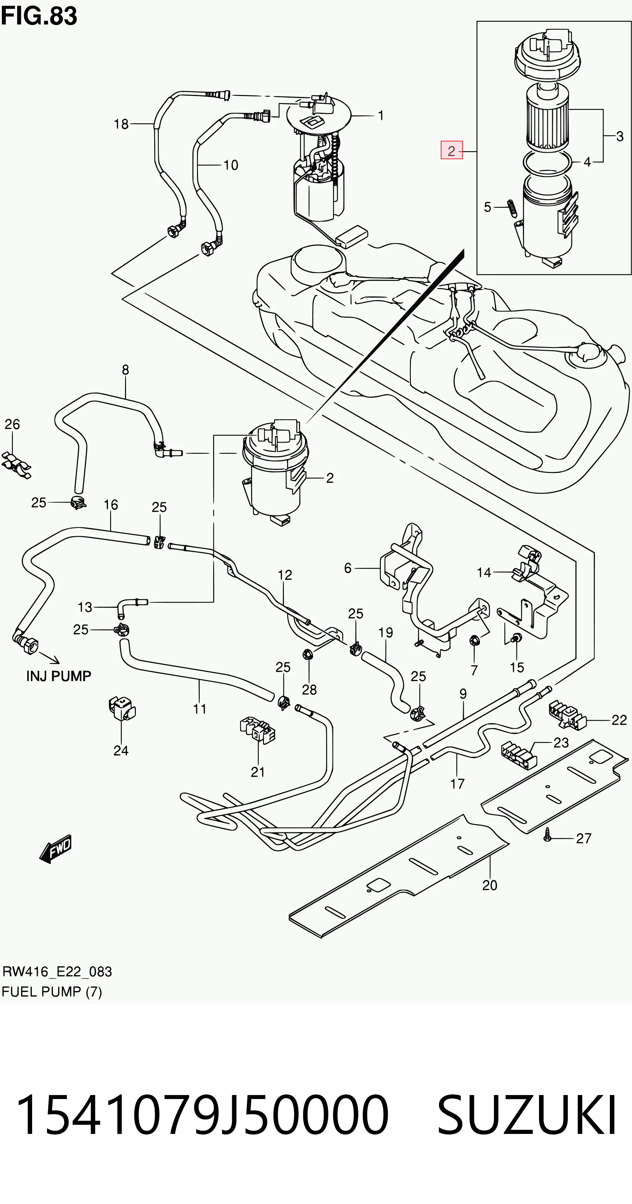 Carcasa del filtro de combustible 1541079J50000 SUZUKI