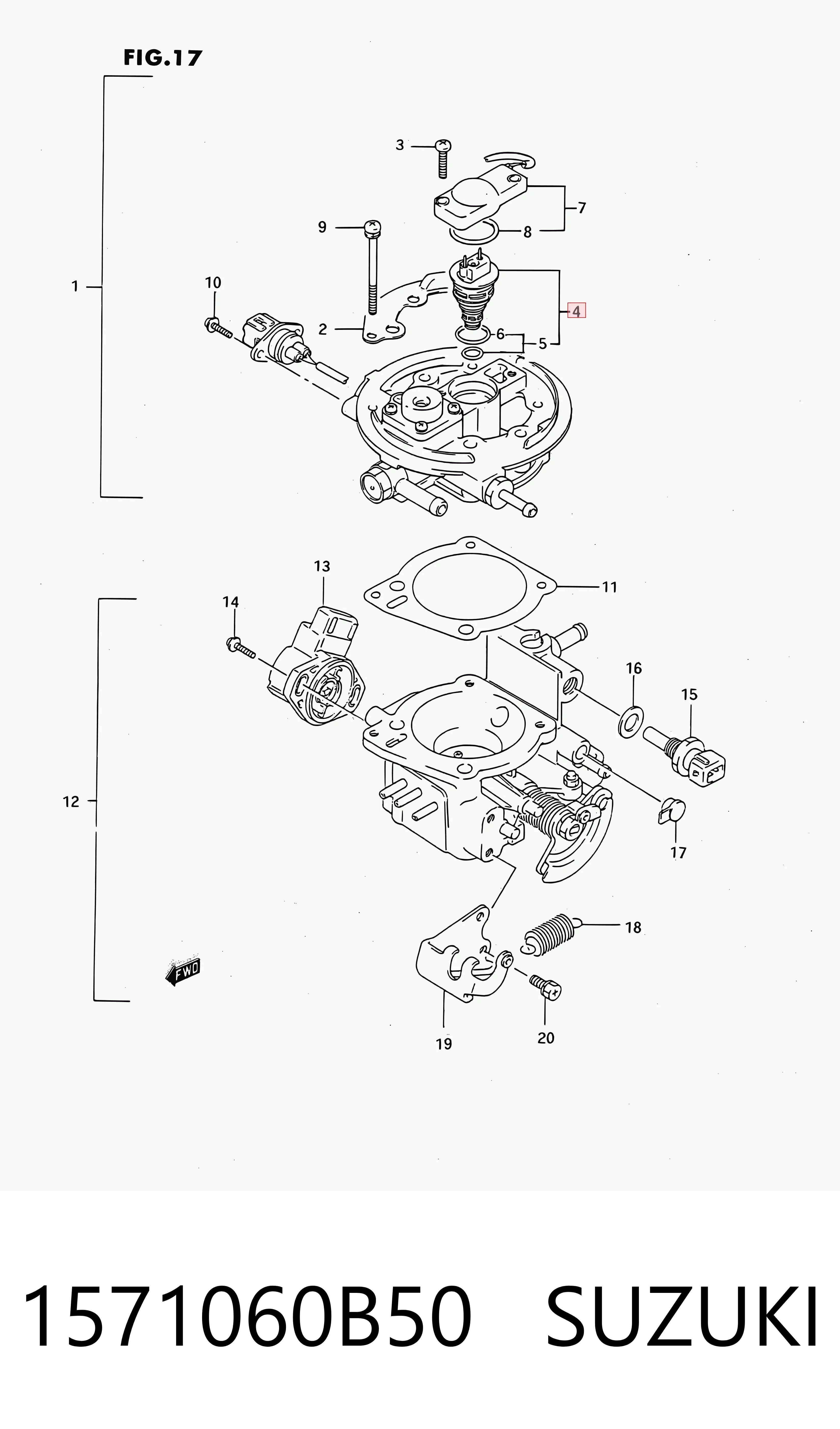 1571060B50 Suzuki Inyector de combustible