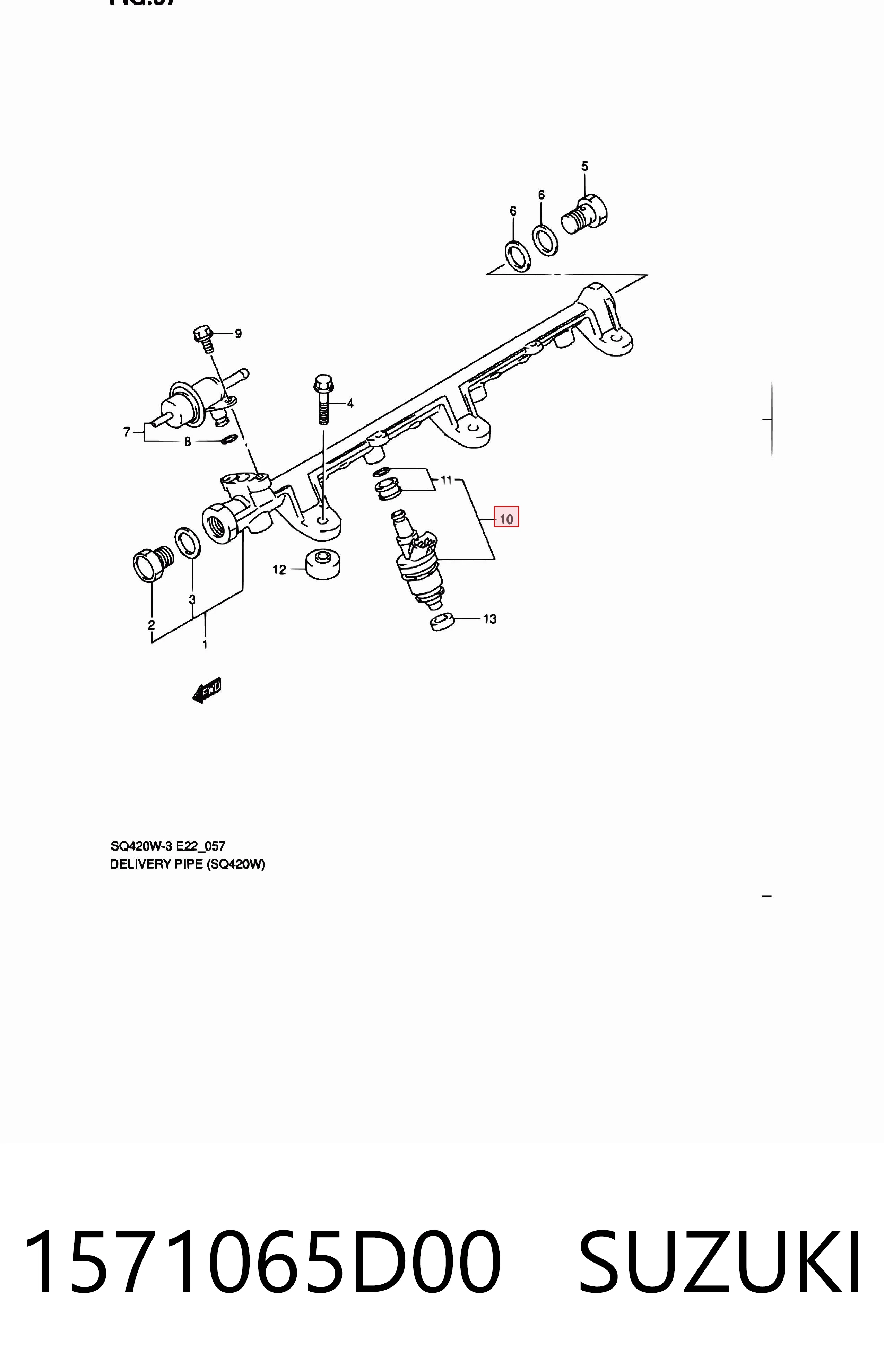 1571065D00 Suzuki Inyector de combustible