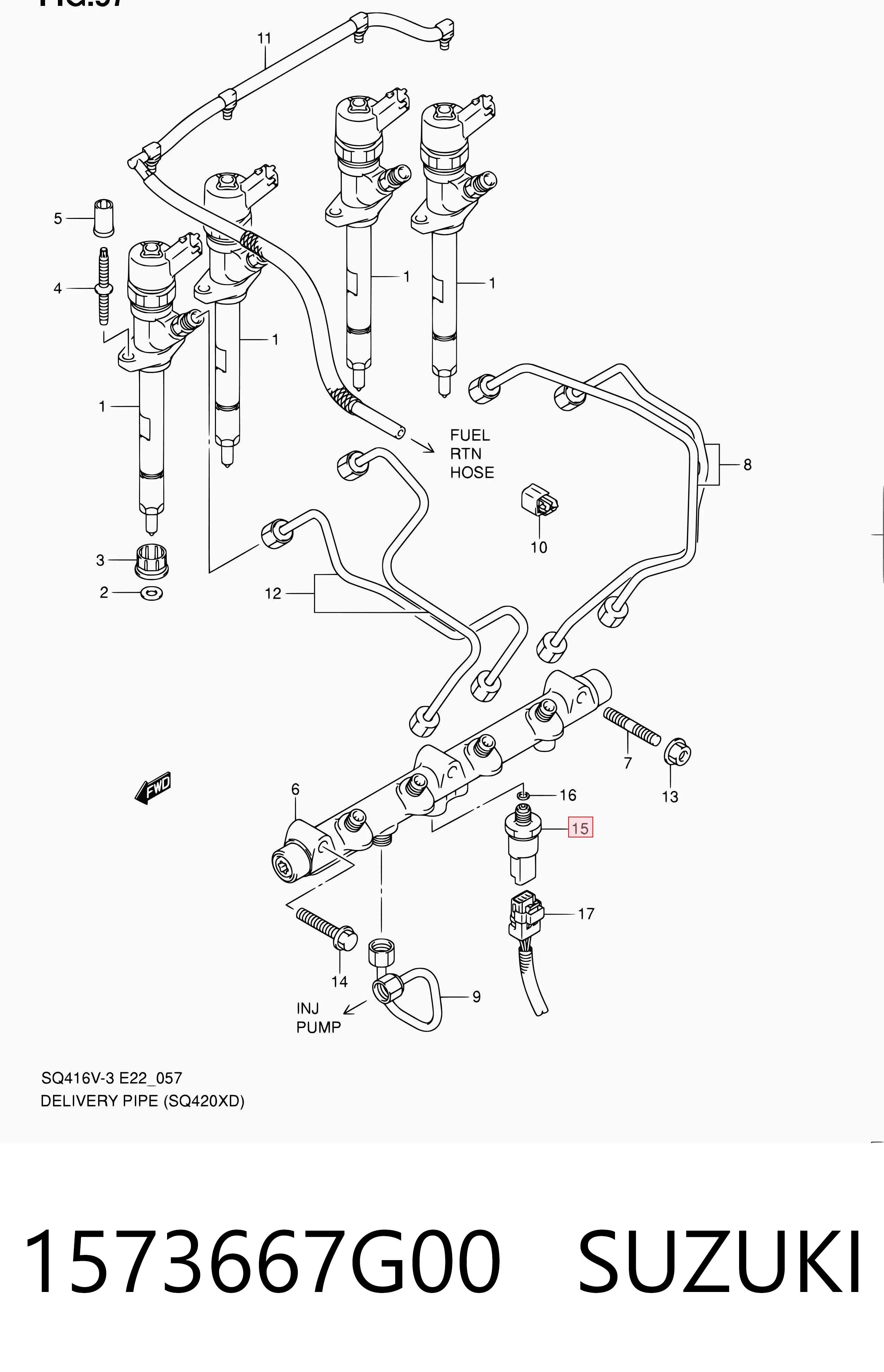 1573667G00 Suzuki Sensor de presión de combustible