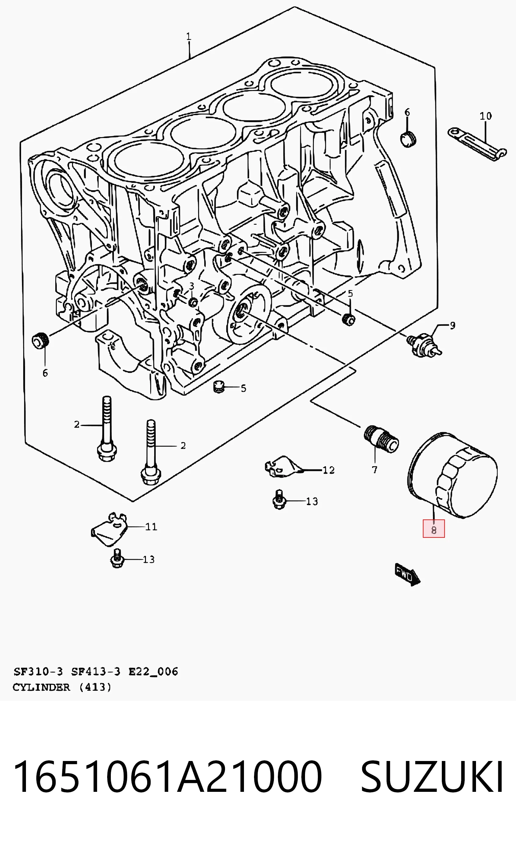 Filtro de aceite 1651061A21000 SUZUKI