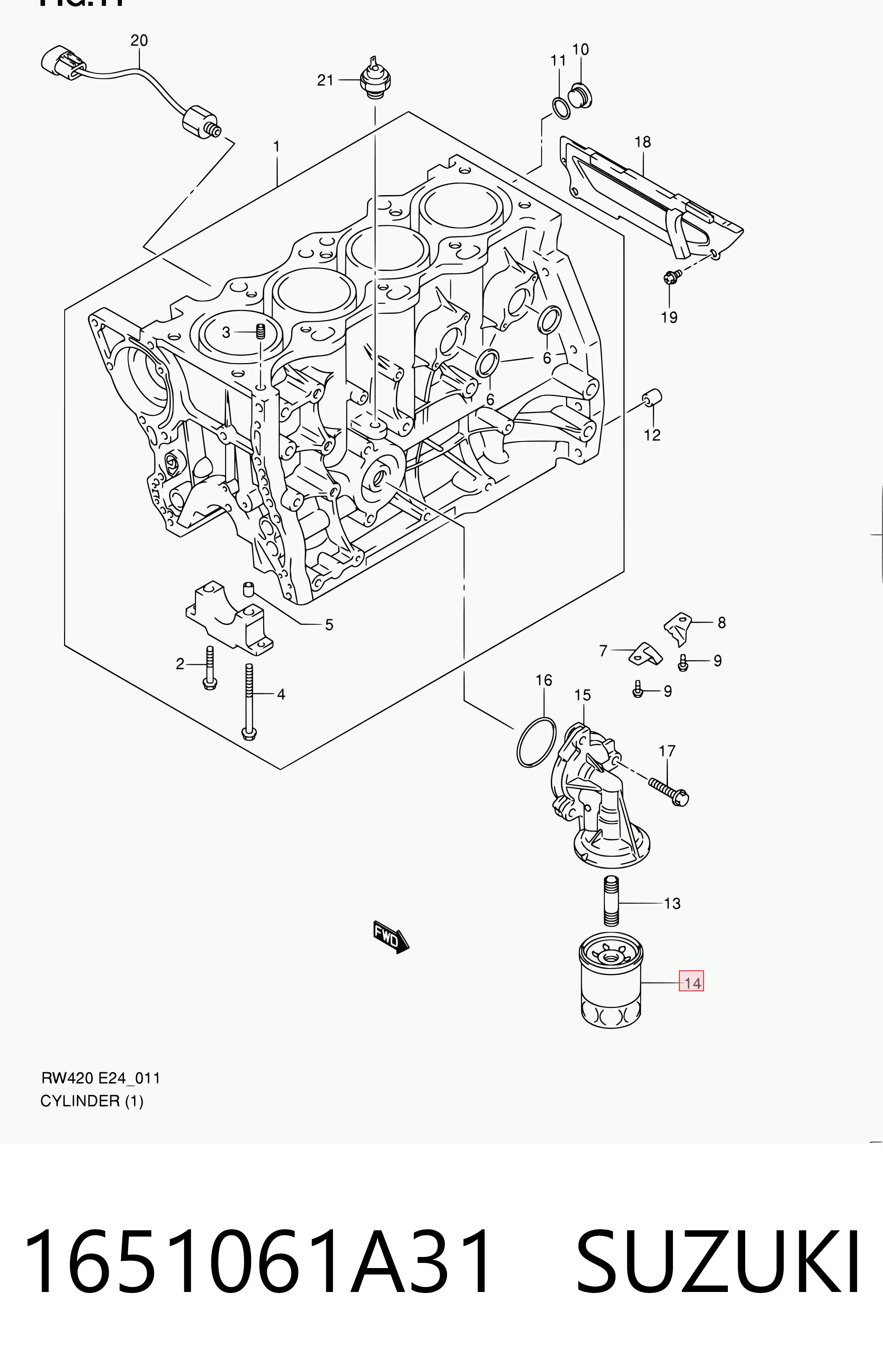 1651061A31 Suzuki Filtro aceite