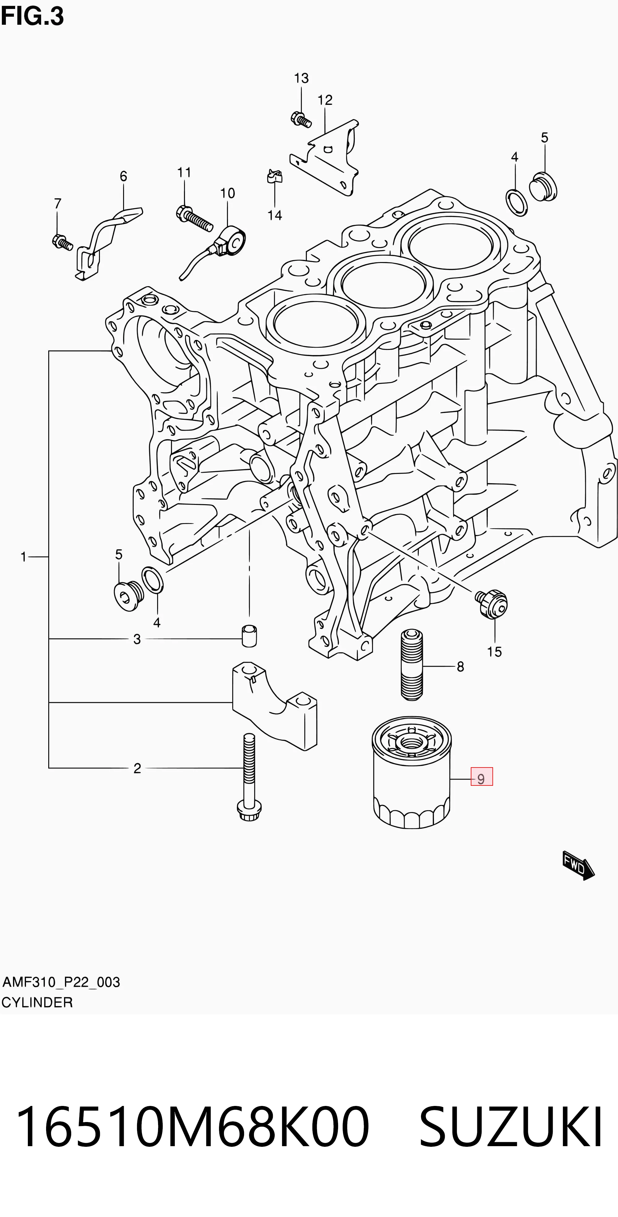 16510M68K00 Suzuki Filtro aceite