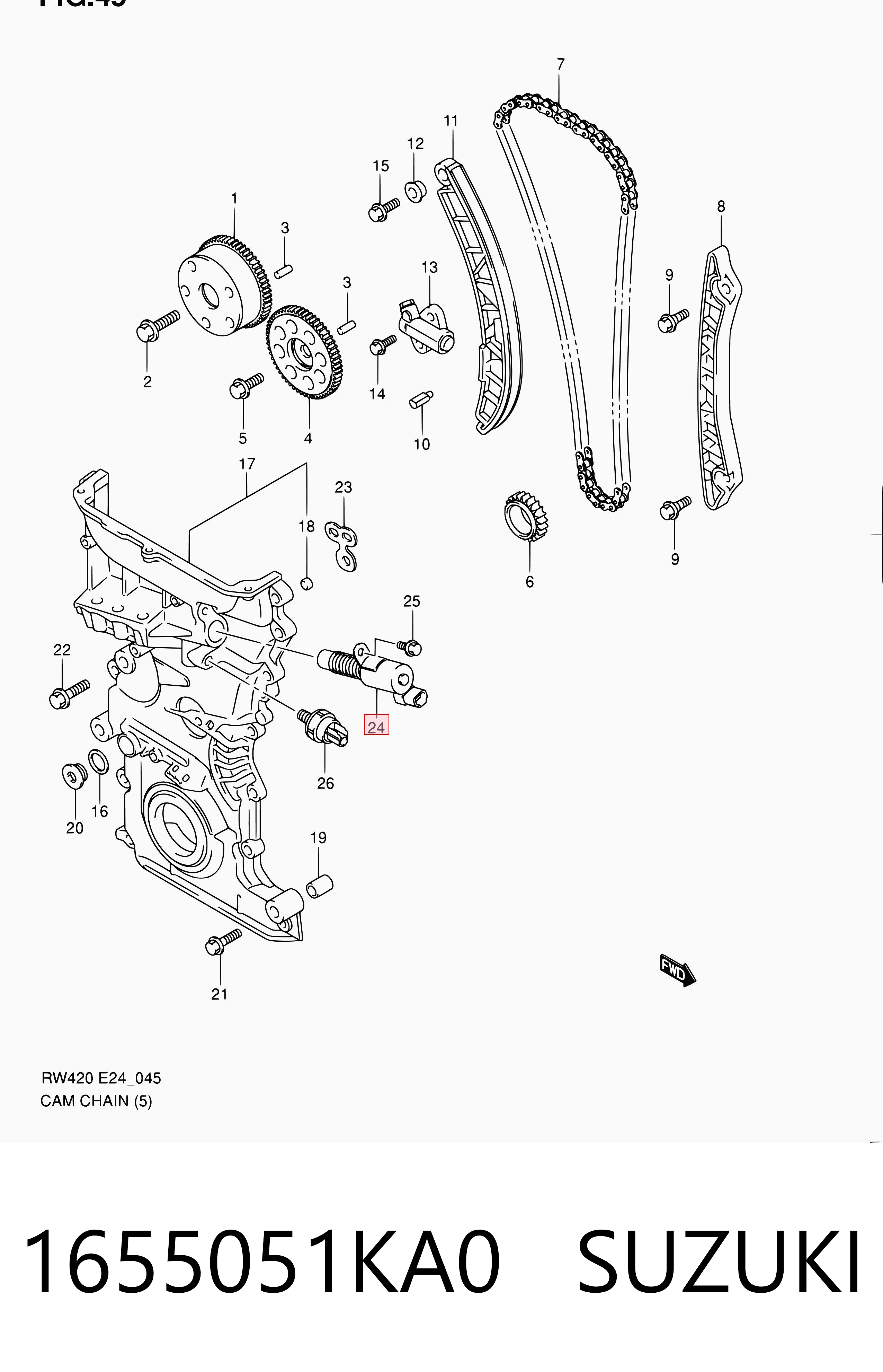 1655051KA0 Suzuki Válvula control, ajuste de levas