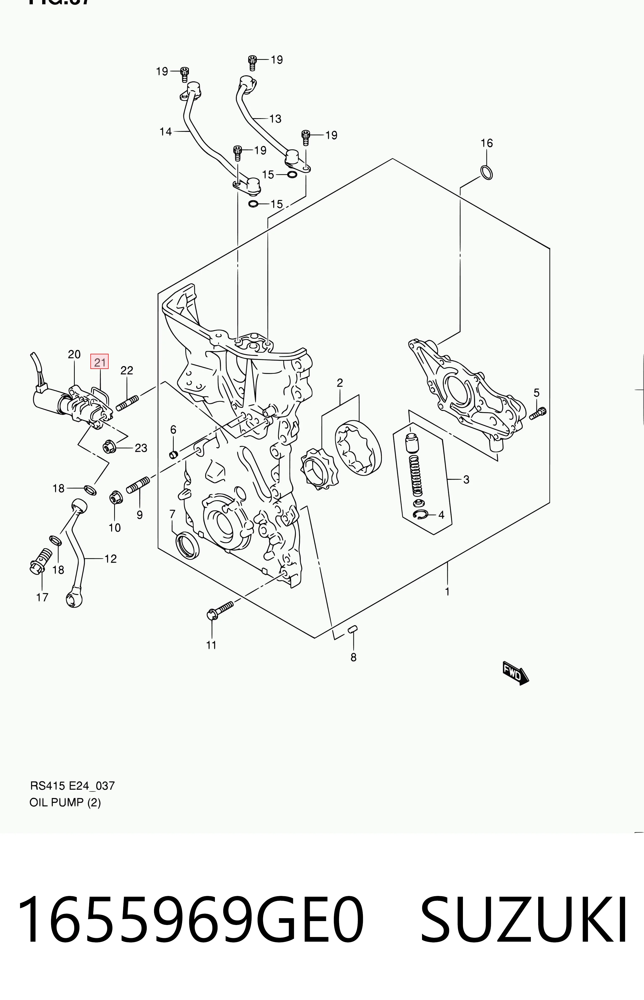 1655969GE0 Suzuki Junta de la válvula reguladora de presión de aceite del motor